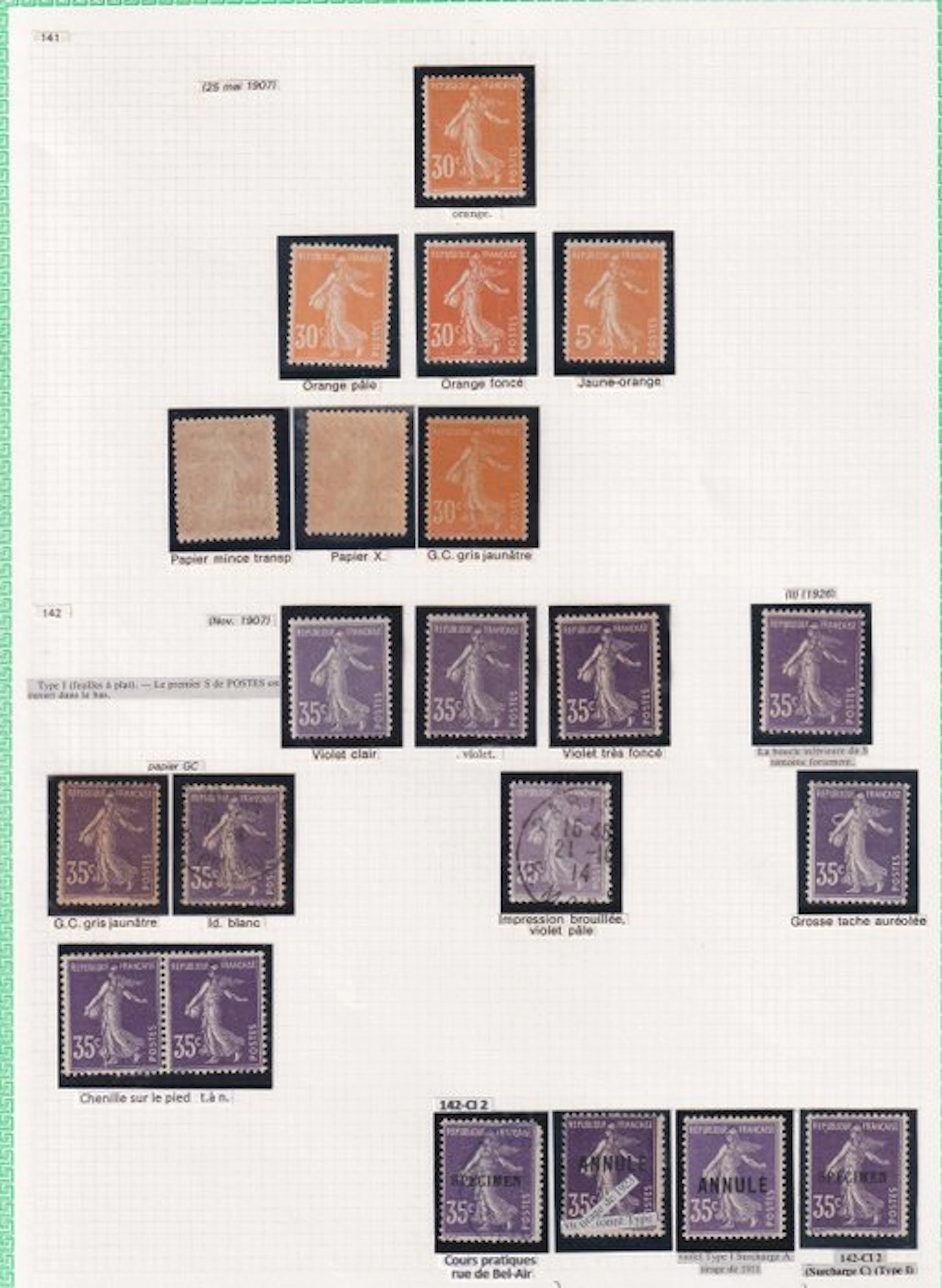 France - étude des 30cts et 35cts semeuse - Yvert n°141/142