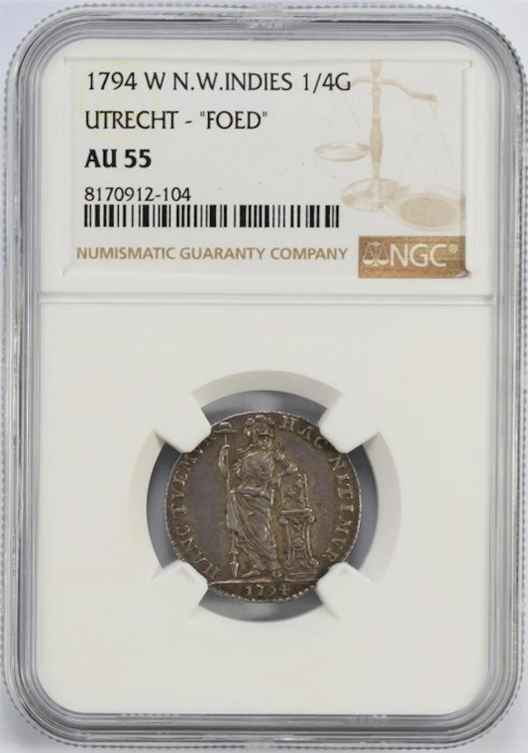 Dutch West Indies. 1/4 Gulden 1794 (NGC AU55)