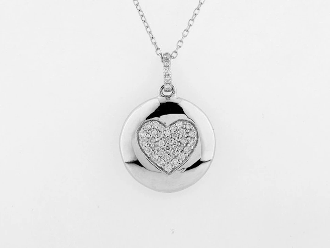 Necklace with pendant - 14 kt. White gold - 0.21ct. tw. Diamond (Natural)