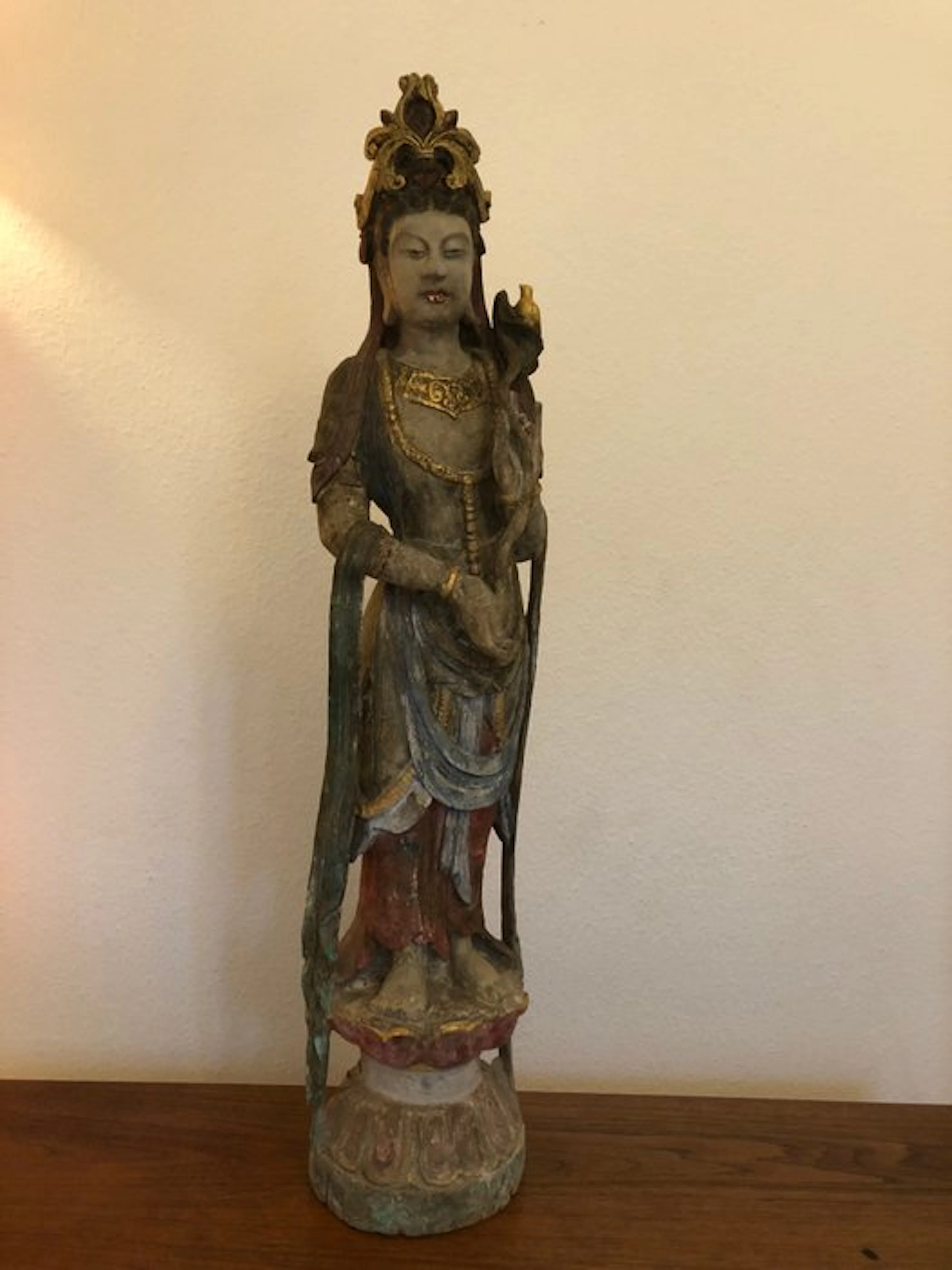Large Wood Figure of Guanyin (Avalokiteshvara) - 119cm...