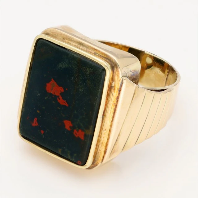 Signet ring - 14 kt. Yellow gold - Heliotroop