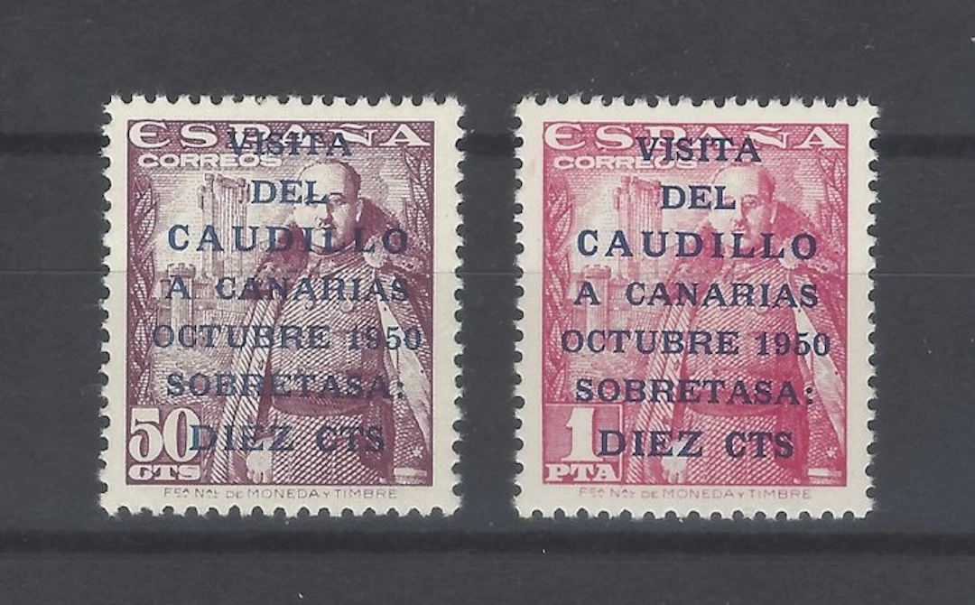 Spain 1950 - Canarias Correo 1st print run - Comex certificate - Edifil 1083A/B