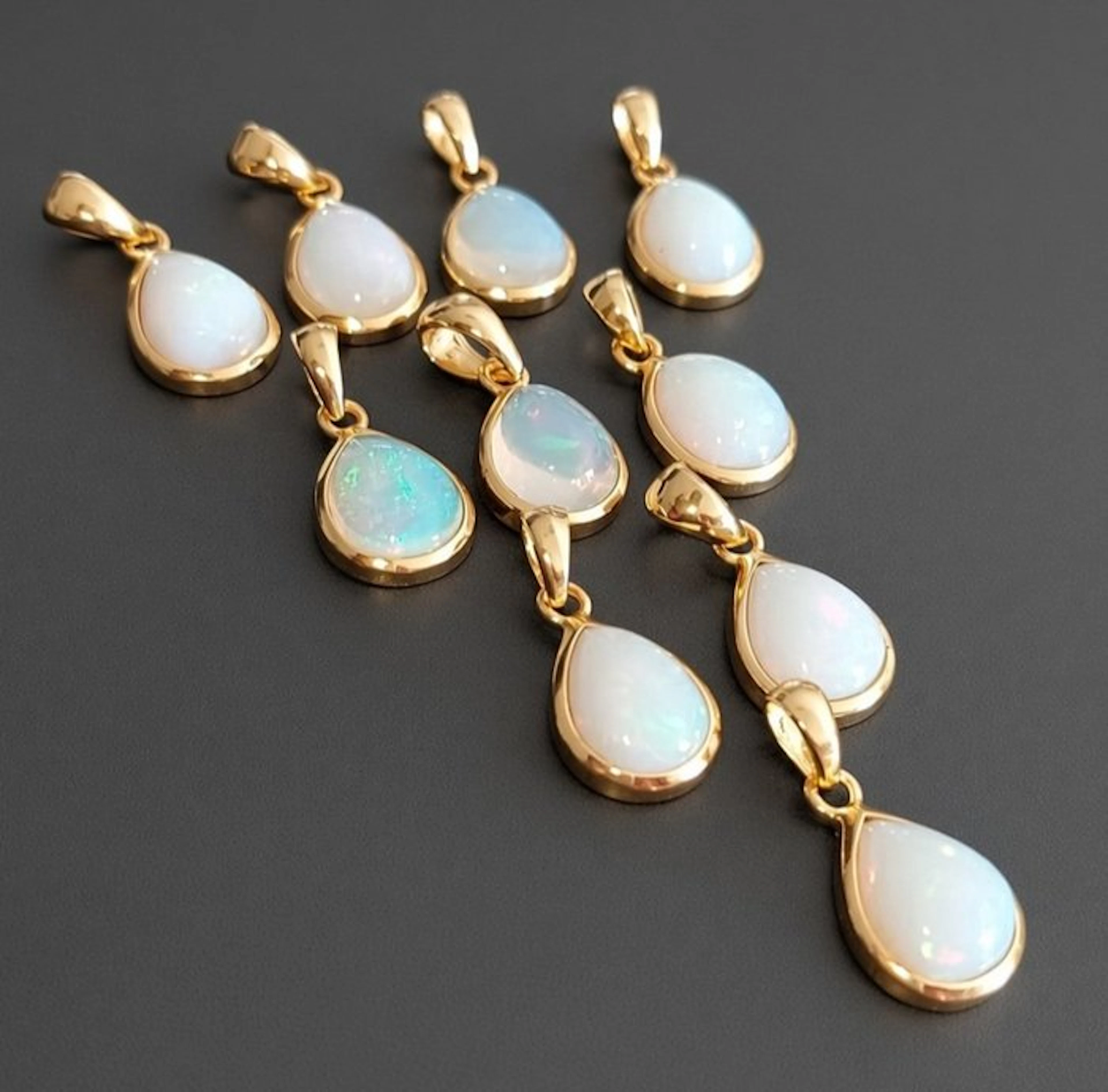 Set of 10 Welo Opal pendants from Ethiopia