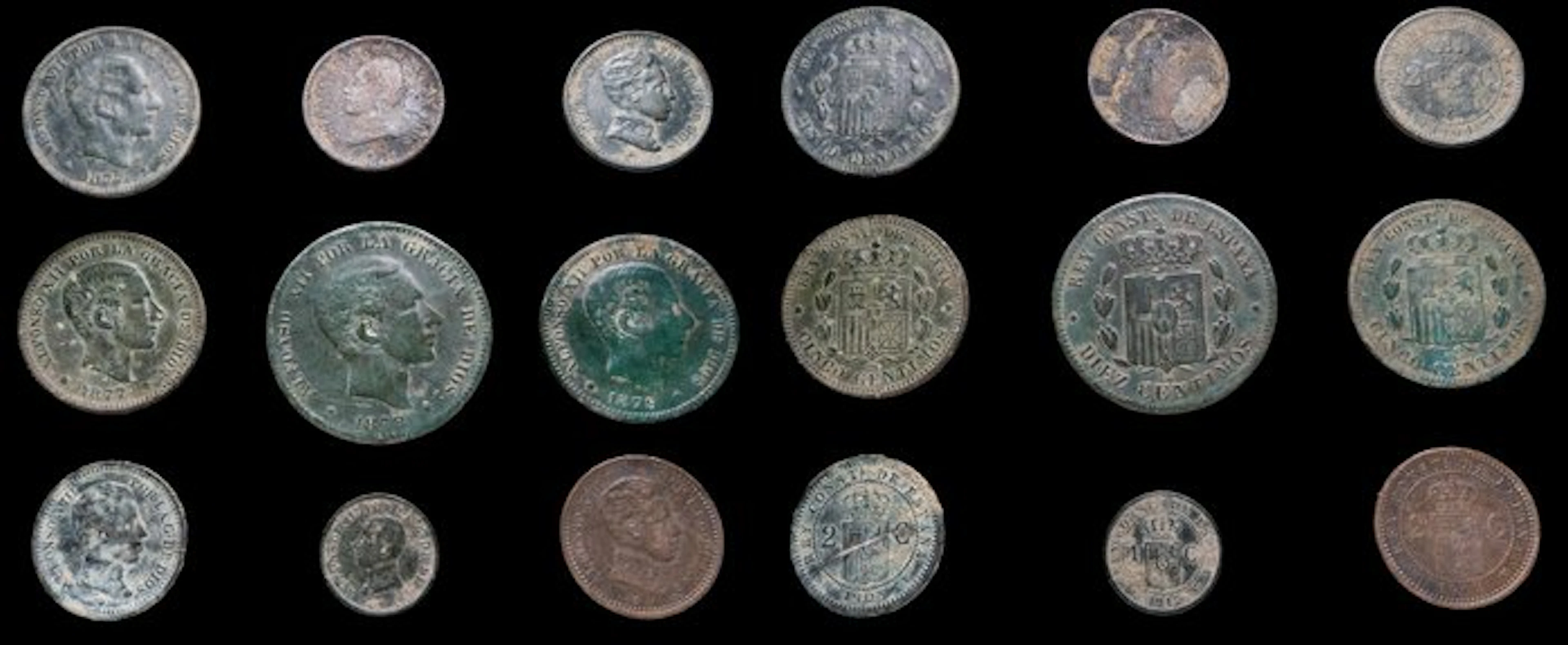Spain. Alfonso XII and XIII. 1/2/5/10 Centimos 9 Coins Lot. (No reserve price)
