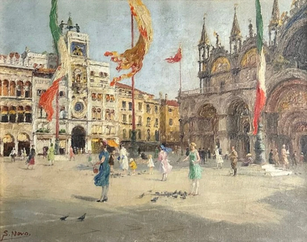 Stefano Novo (1862-1927) - Piazza San Marco 25 Aprile