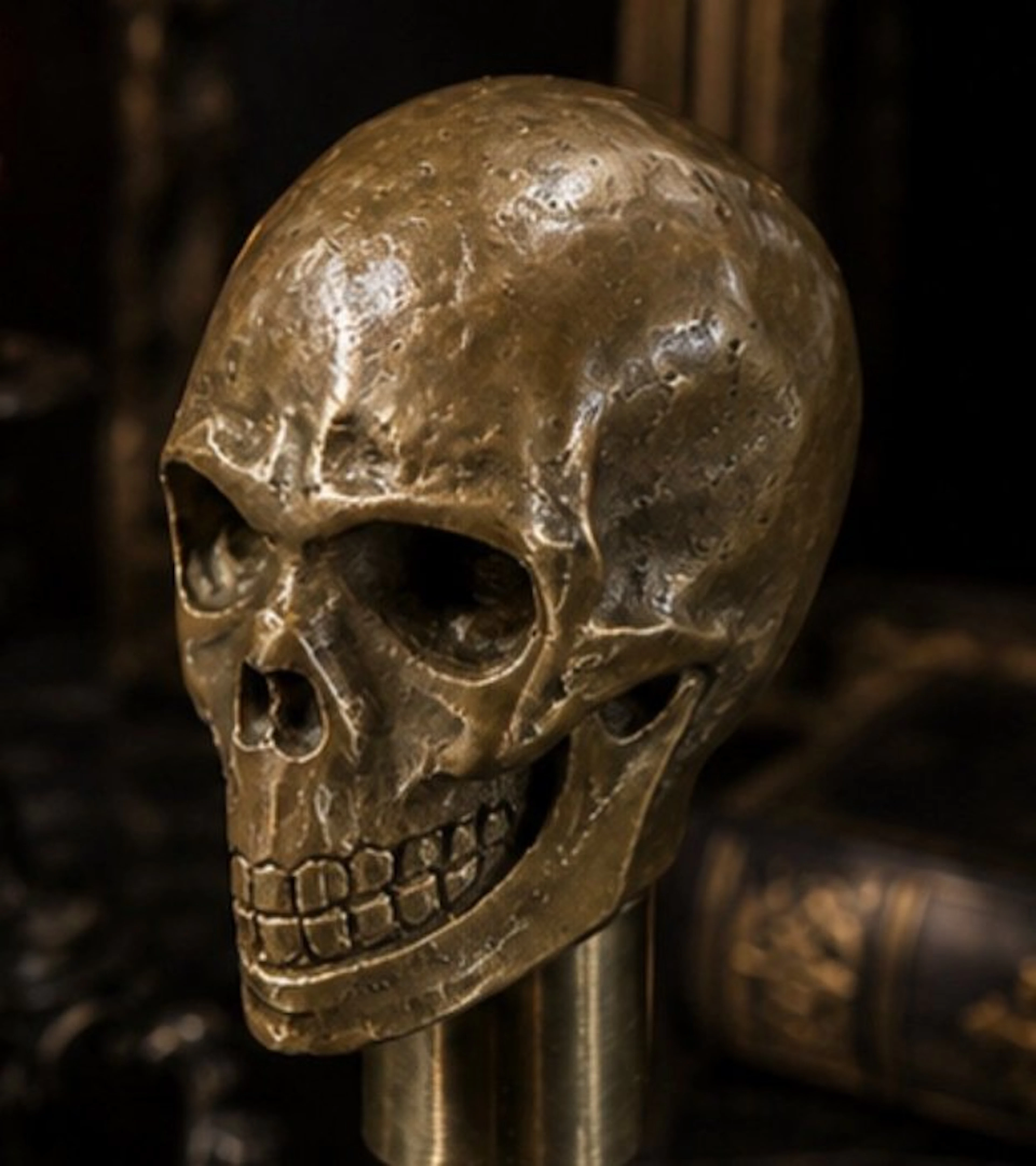 Vintage Gothic Bronze Skull Cane Handle Skull - Skull - 50 mm - 40 mm - 75 mm