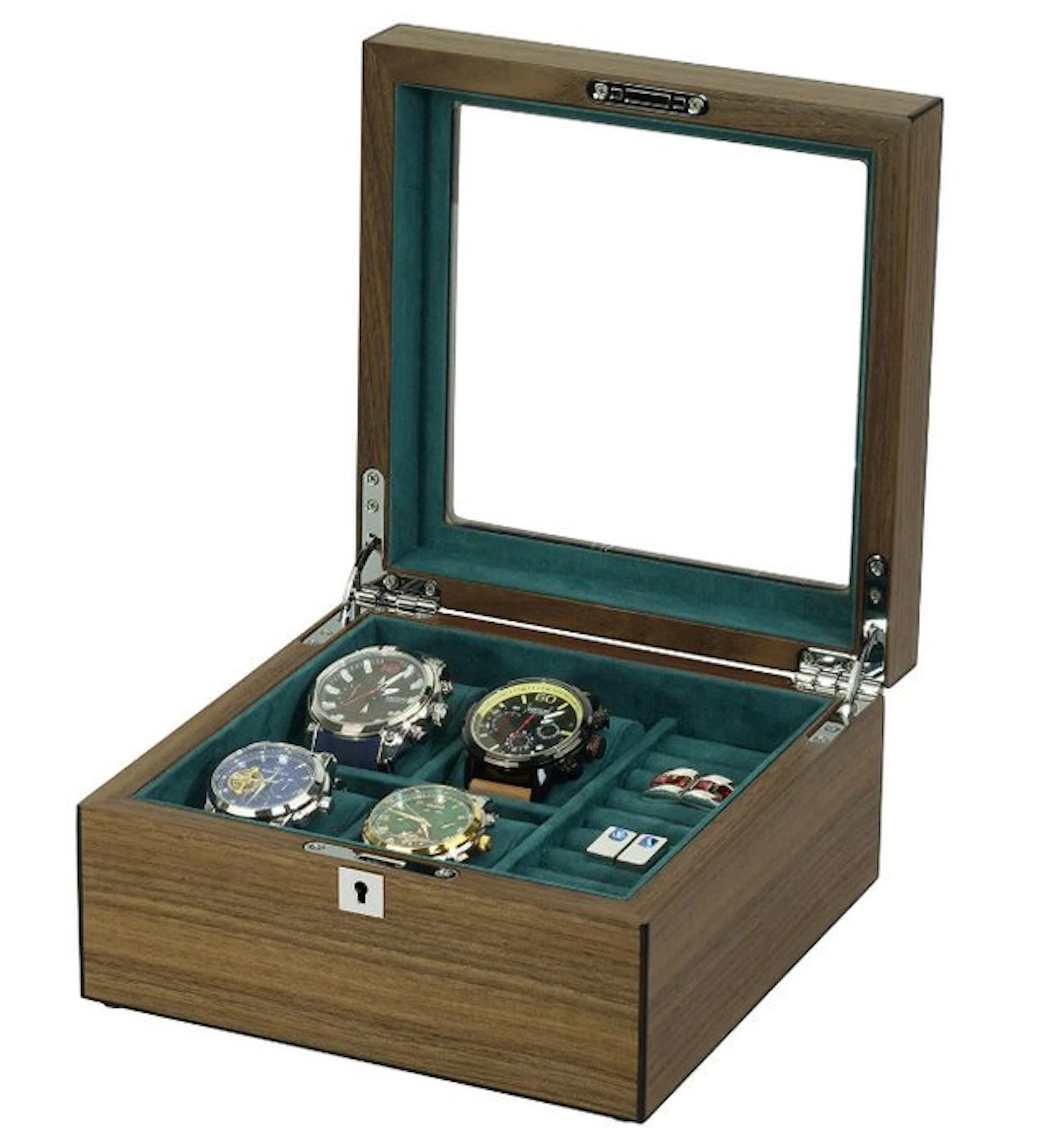 Prestige - Jewellery box - Walnut veneer wood watch box - Wood