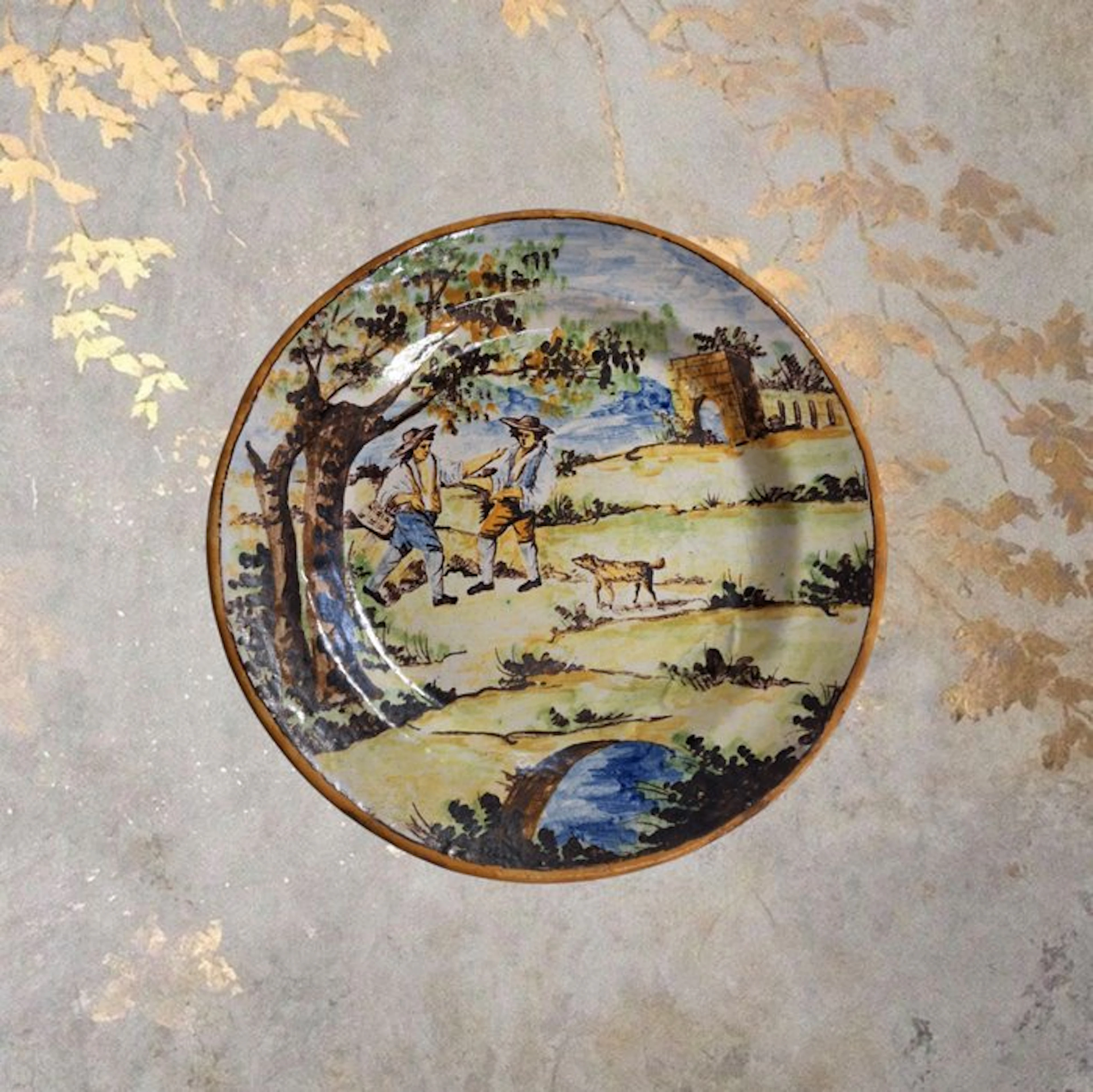 Dish - Polychrome maiolica - Manifattura di Castelli d'Abruzzo - 19th Century