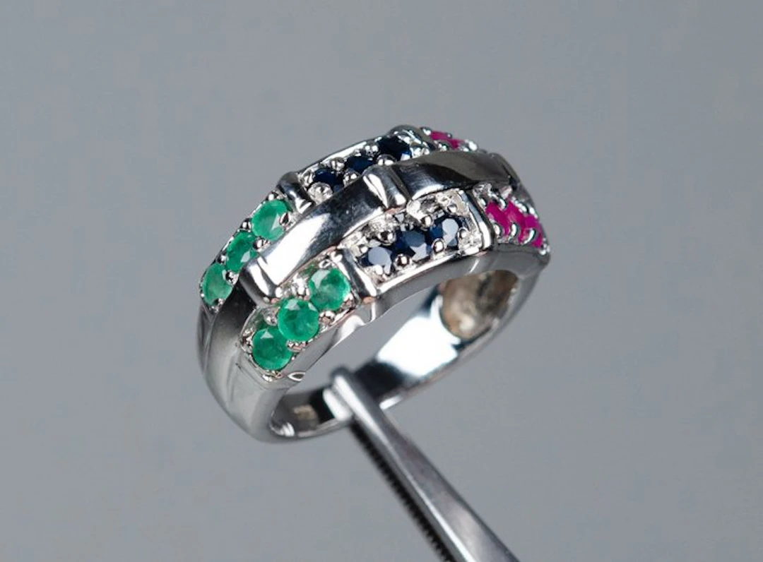 No reserve price - Ring - 925 silver - 0.50 ct sapphire...