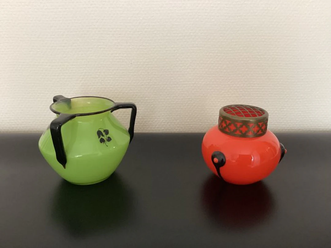 Loetz - Michael Powolny - Vase (2) - Tango - Glass - green and red tango glass