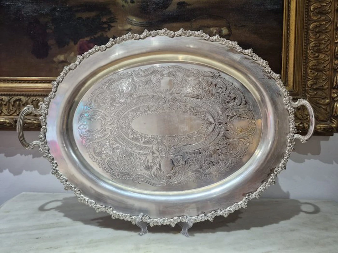 Decorative tray - France - silver-plated metal tray