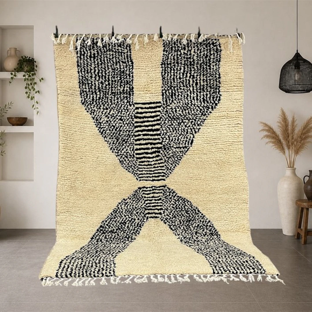 Berber, Moroccan rug in white and black – Berber...