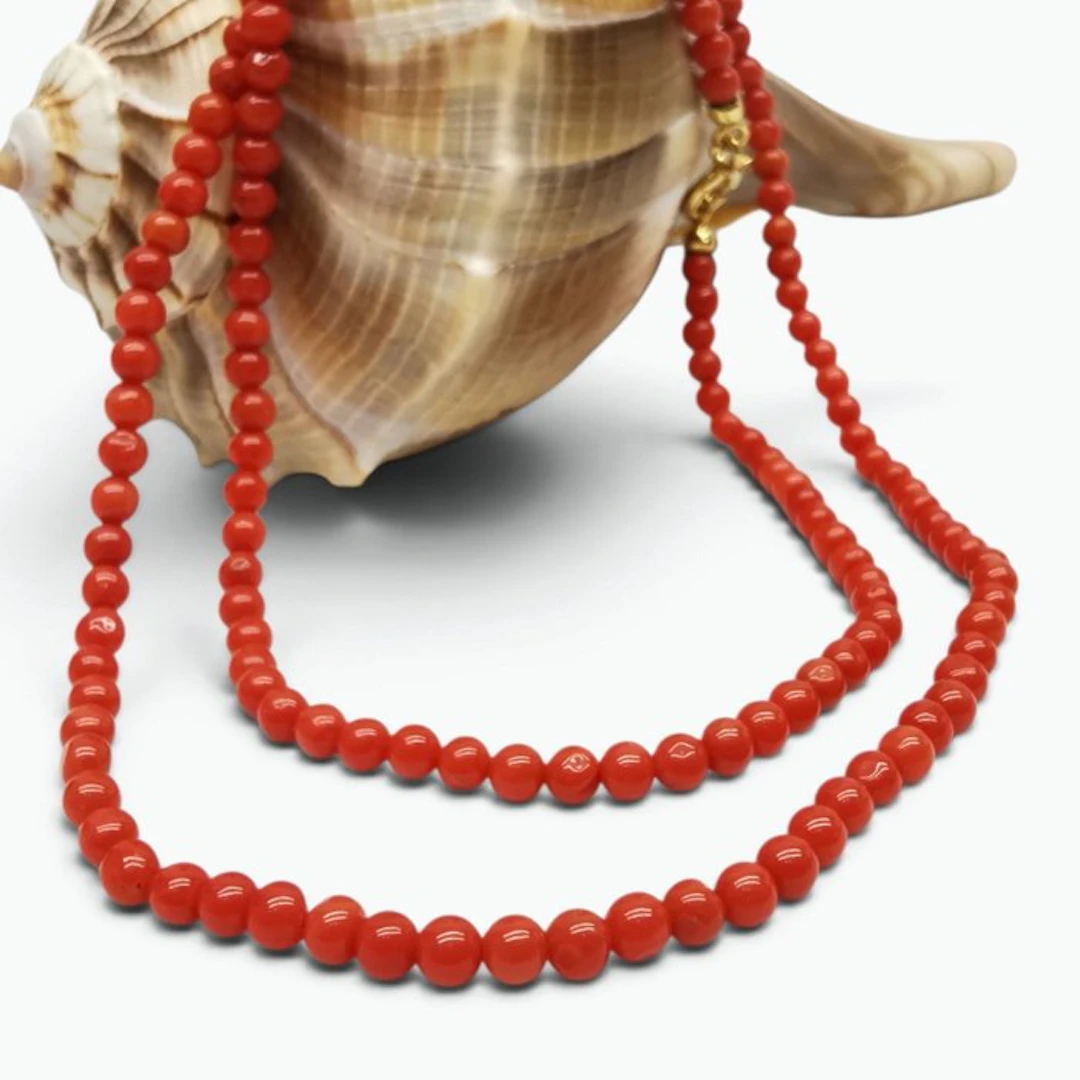 Coral - 18 kt. - Yellow gold - Necklace - Italian Craftsmanship