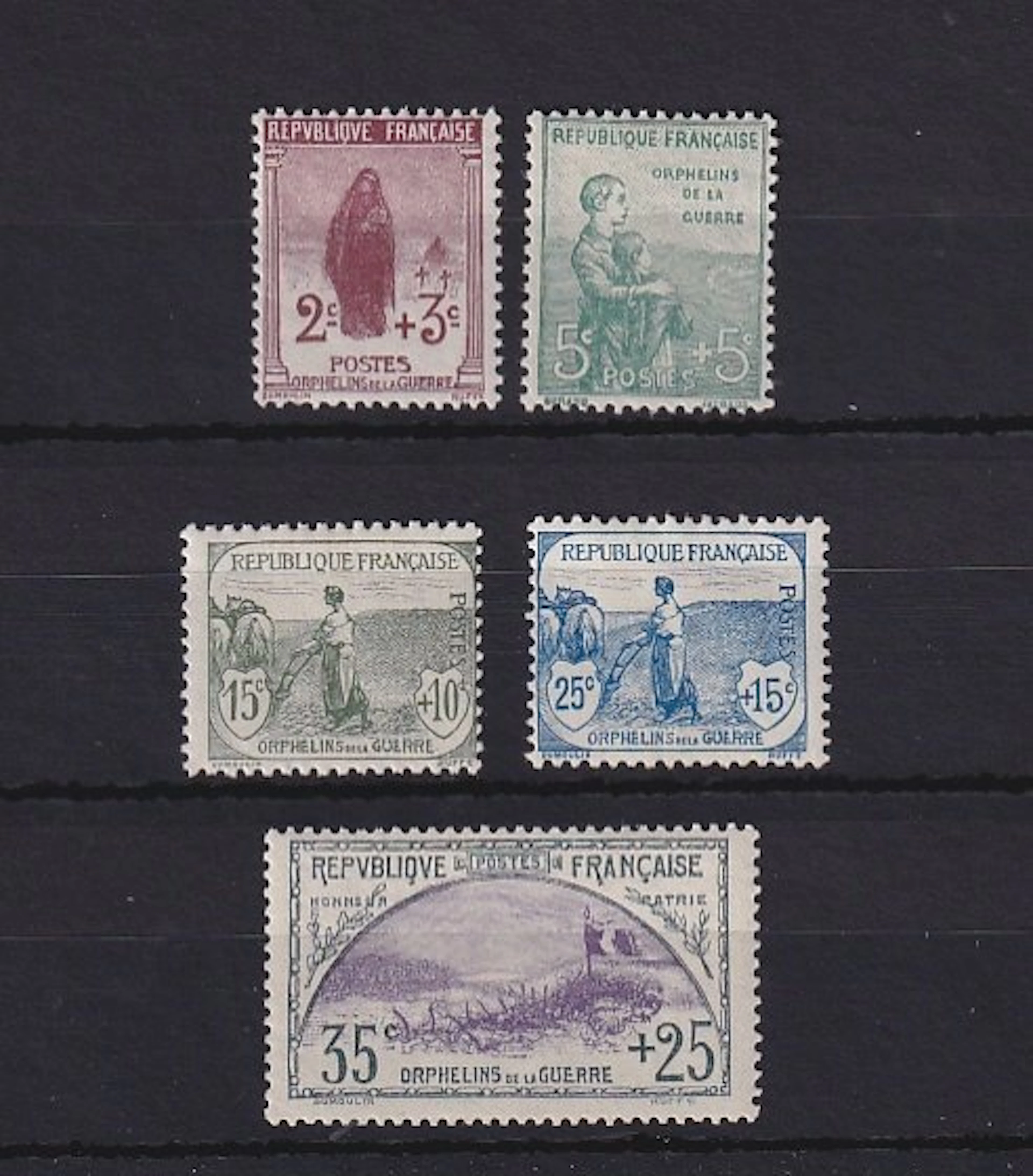 France 1917/1918 - série de la 1ère série des orphelins - Yvert n°148/152