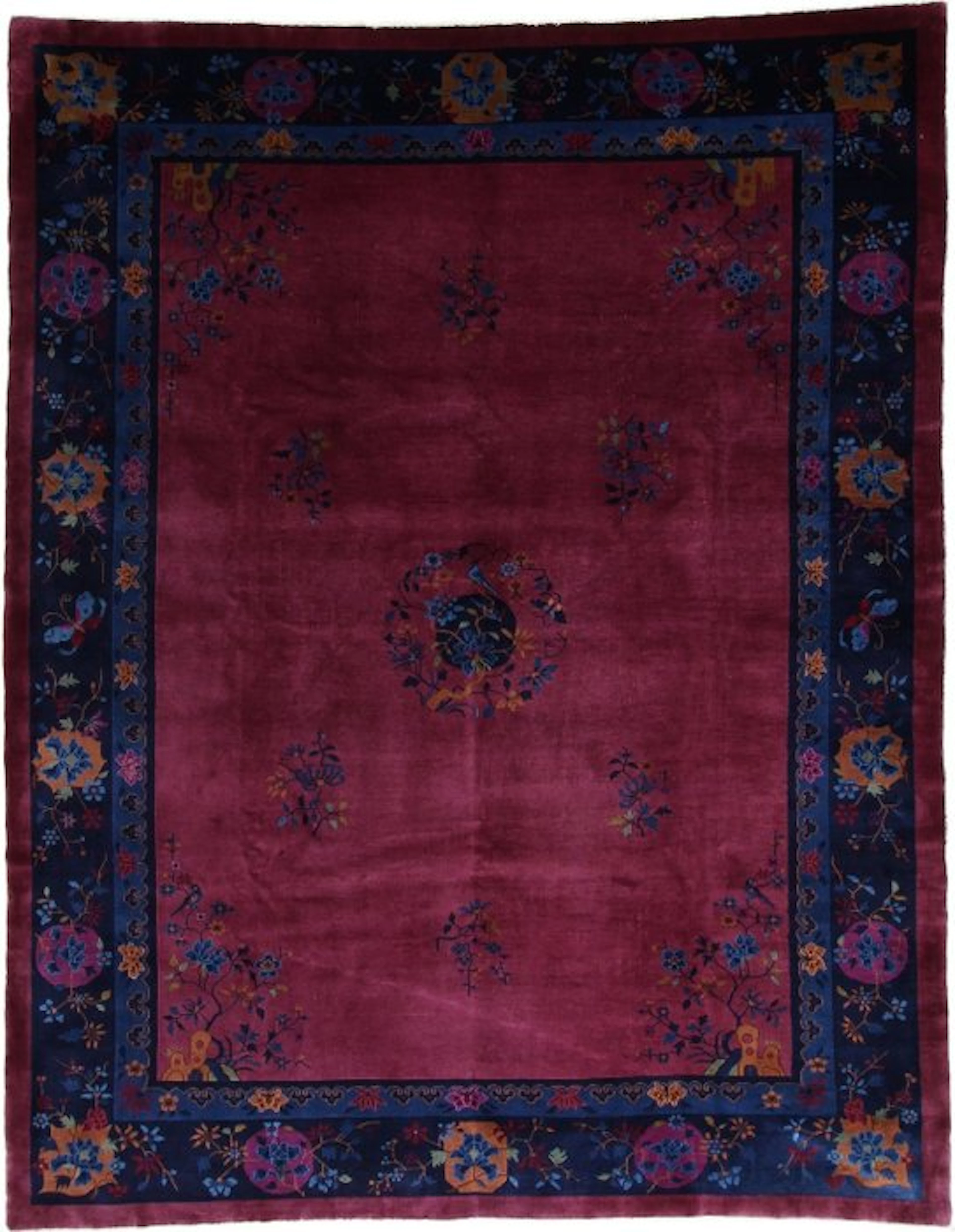Antique Chinese Peking Carpet - Genuine Asian Handmade...