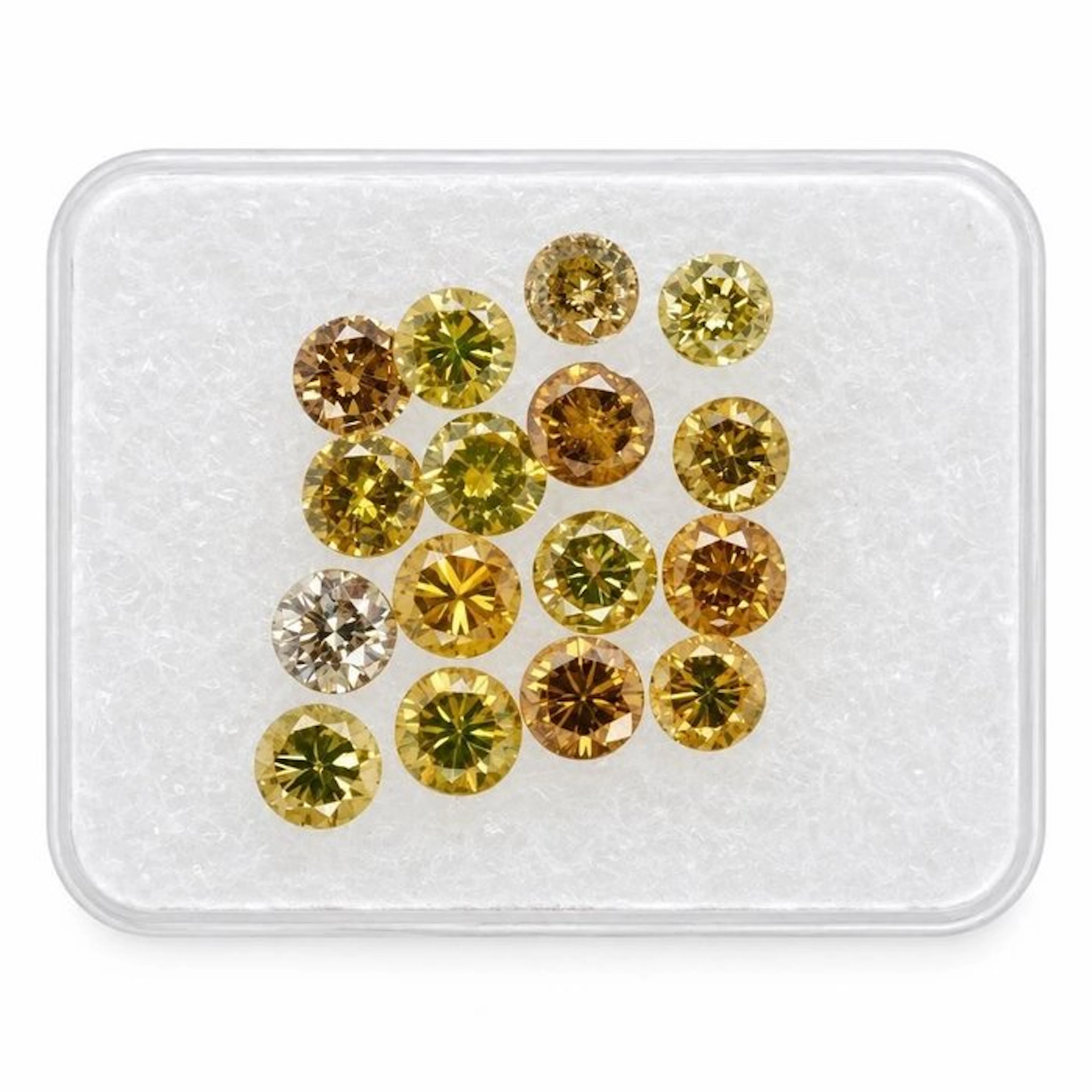 No reserve price - 16 pcs Diamond (Colour-treated) - 1.20 ct - Round - Fancy