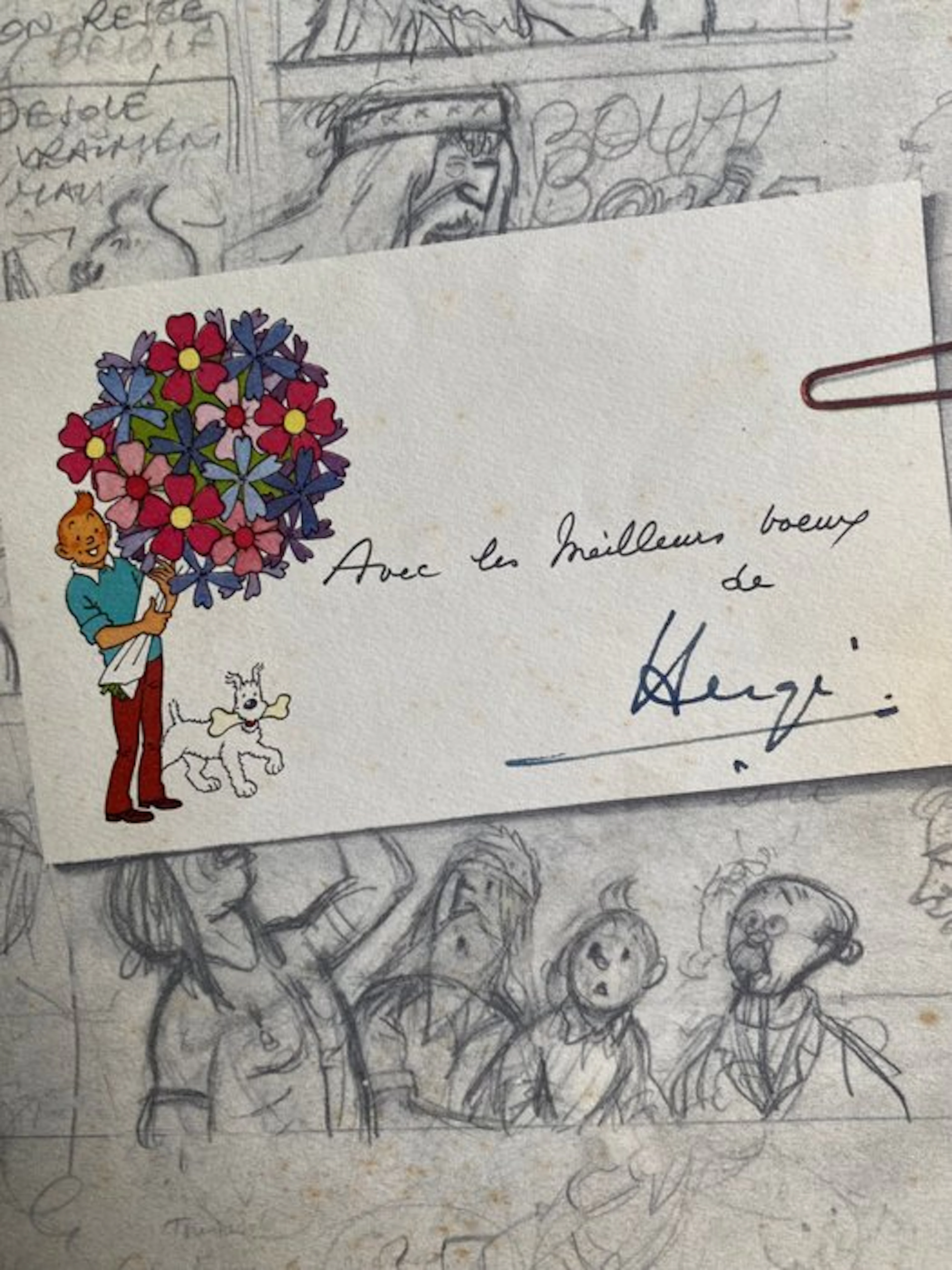Document - Hergé - Carte de voeux Tintin - Reproduction...