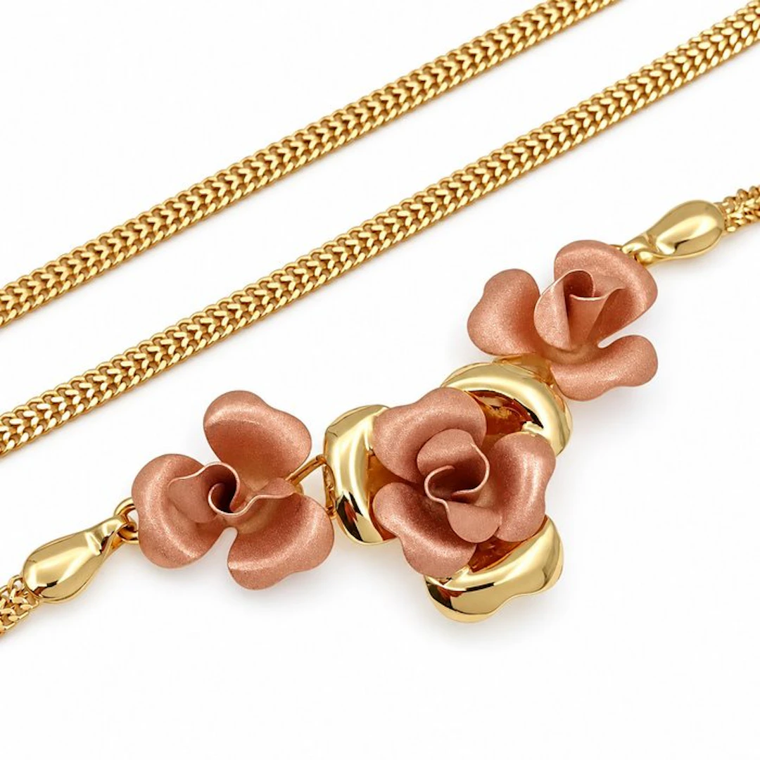 Necklace - 18 kt. Yellow gold, Rose gold - Made in Italy - Handmade