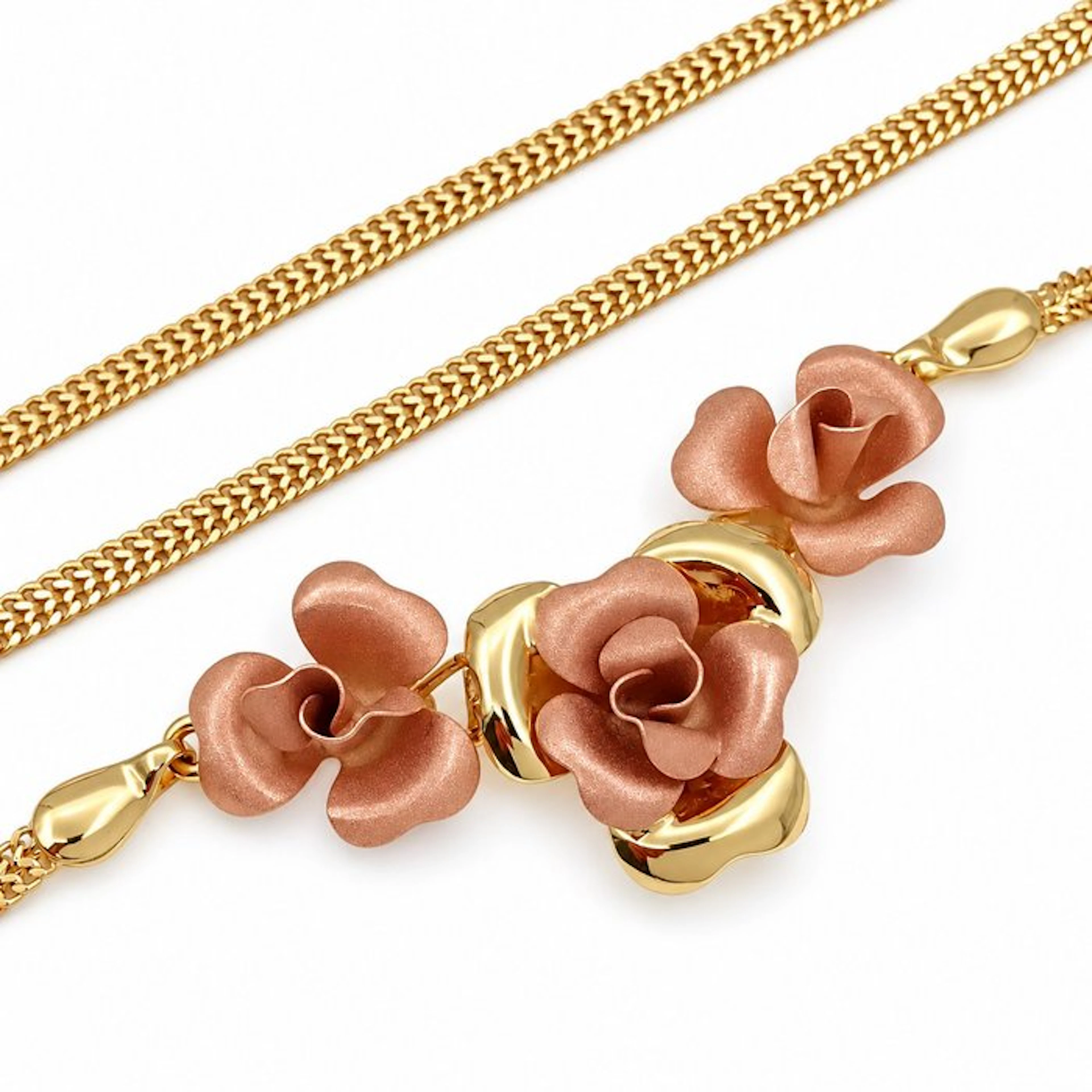 Necklace - 18 kt. Yellow gold, Rose gold - Made in Italy - Handmade