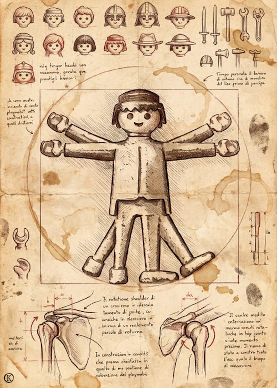Kleury.art - [XL MATTE PAPER] Da Vinci Style: "Vitrivuian...
