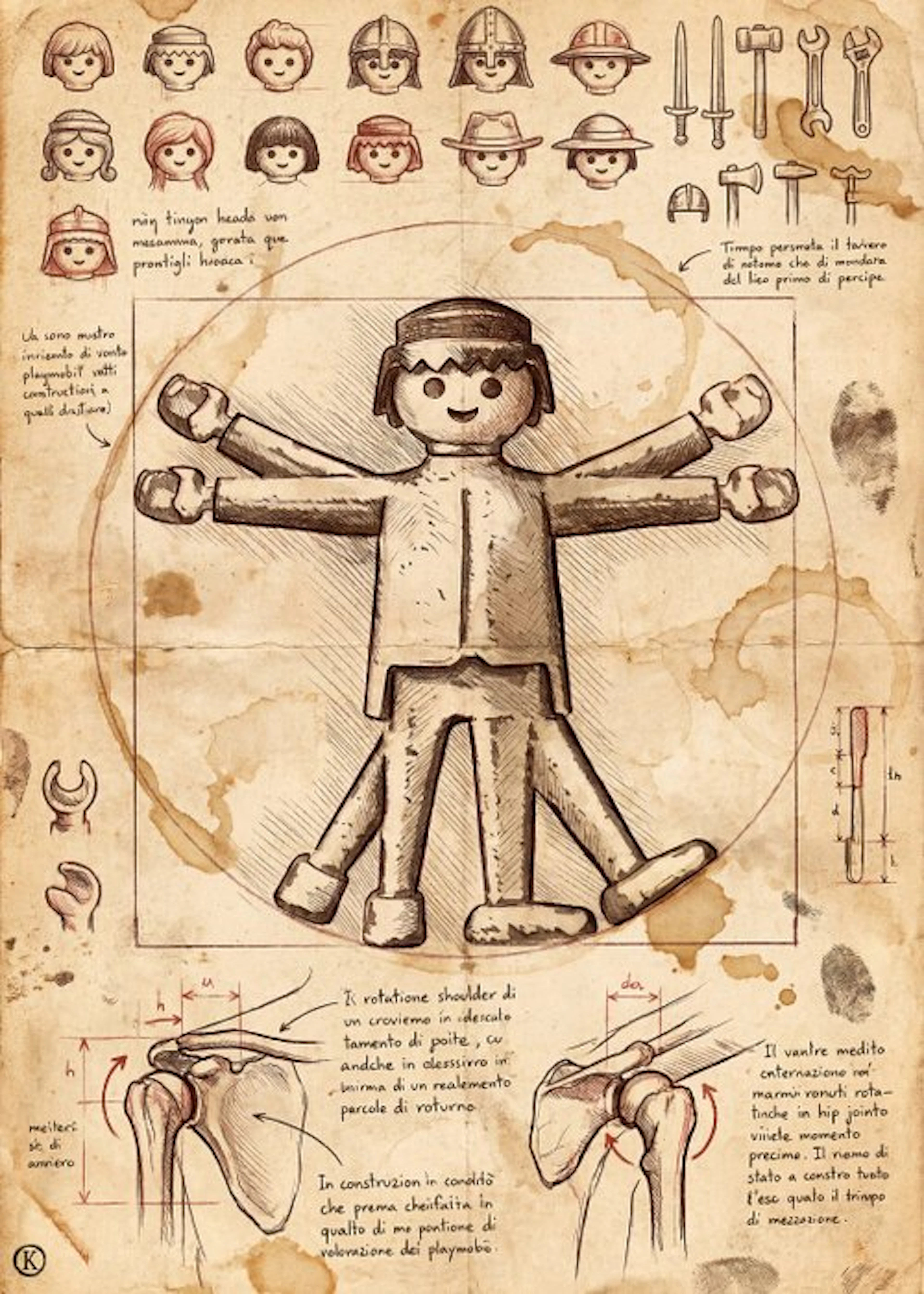 Kleury.art - [XL MATTE PAPER] Da Vinci Style: "Vitrivuian...