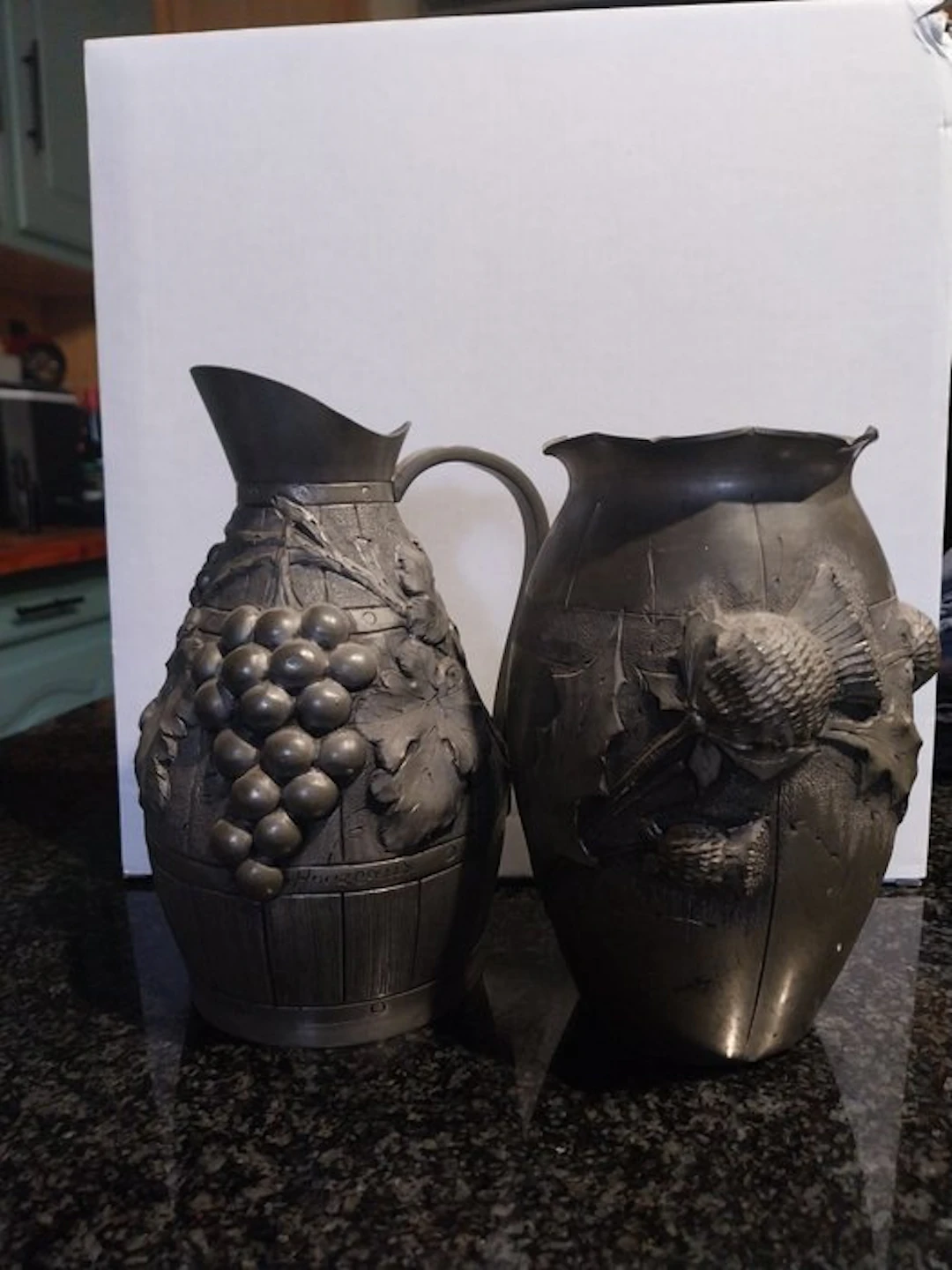 Pitcher (2) - Tin - Lot L. HOUZEAUX Etain