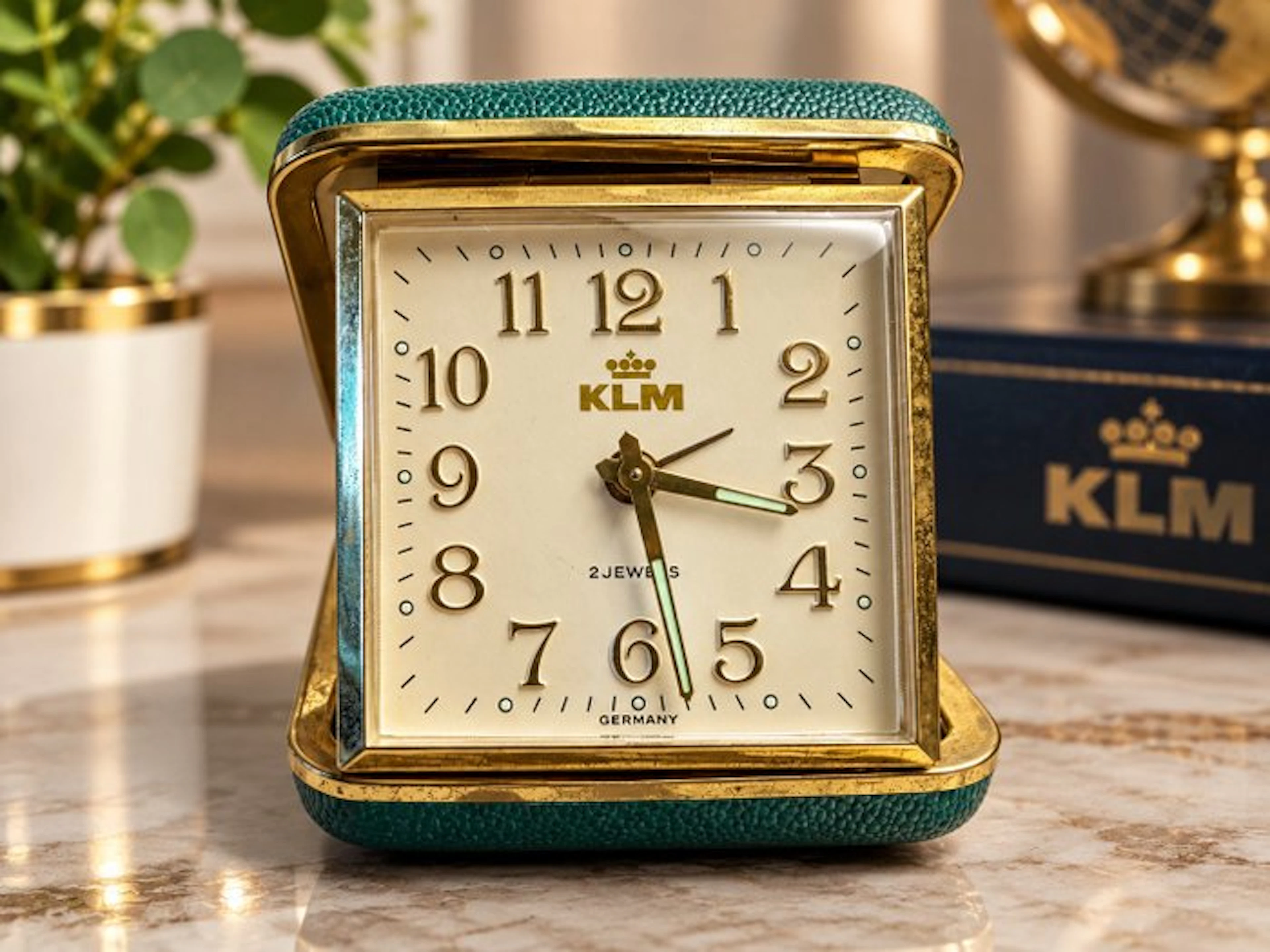 Table/desk clock - KLM Vintage Travel Alarm Clock - Metal - 1960-1970