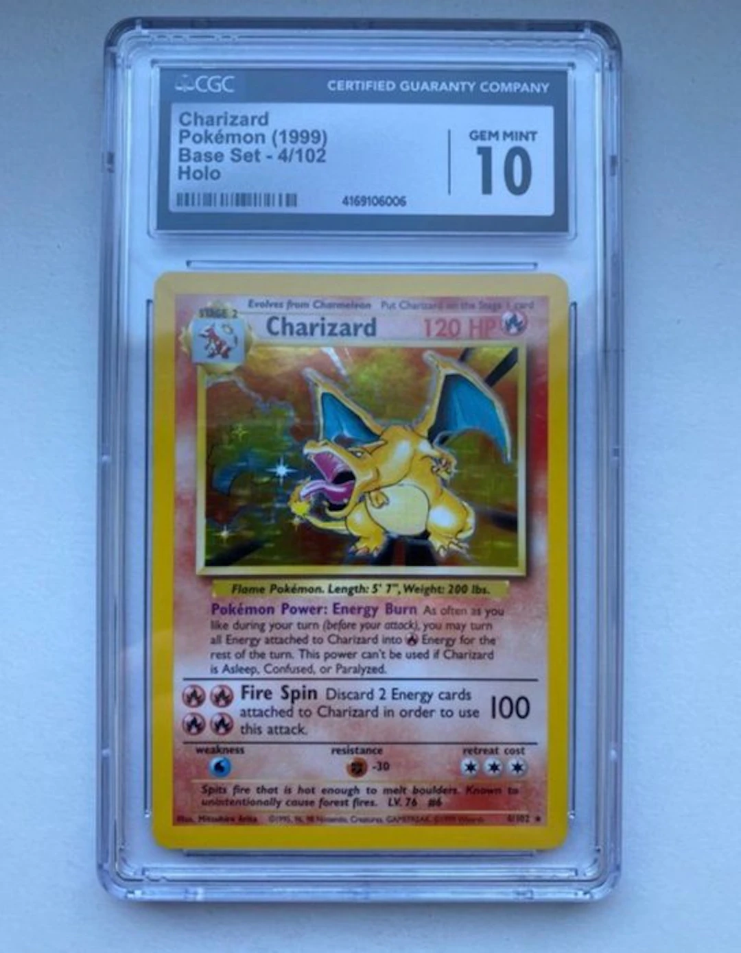 Pokémon - 1 Graded card - Charizard 4/102 Holo - CGC 10 - WOTC