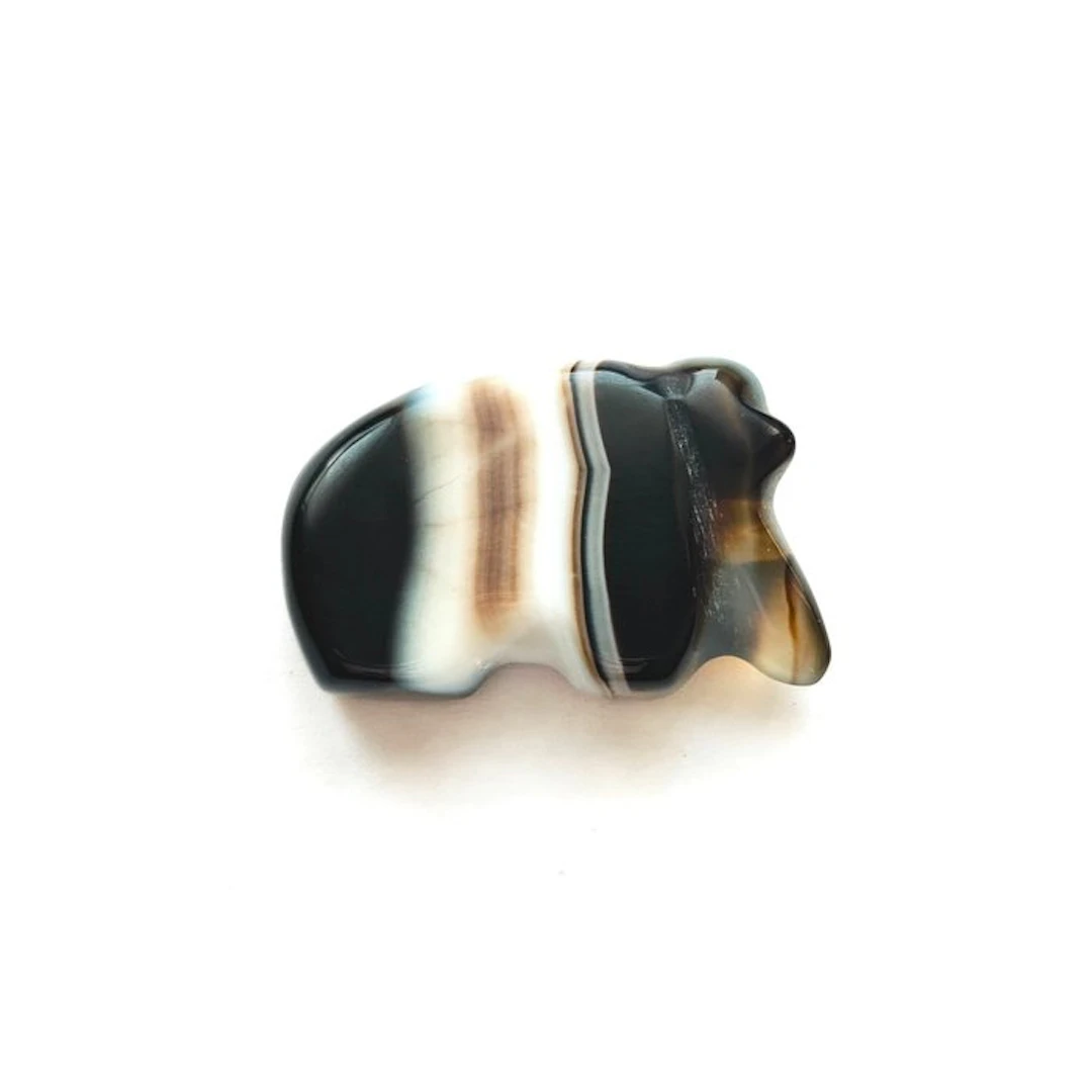 Tibetan/Burmese Banded Agate Elephant Bead Talisman - 22 mm