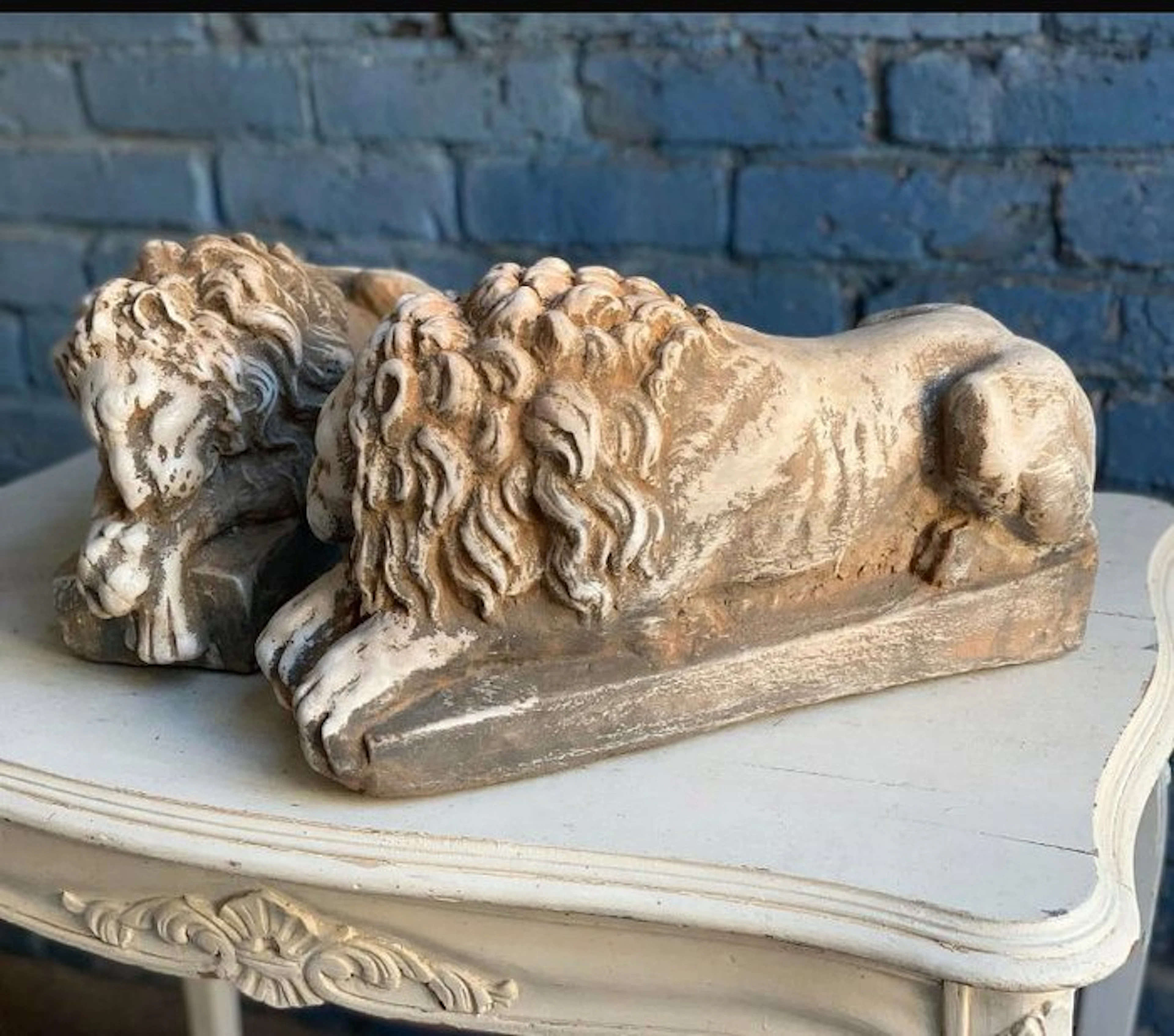 Sculpture, Coppia leoni - 20 cm - Pair of Canova lions — stone cast