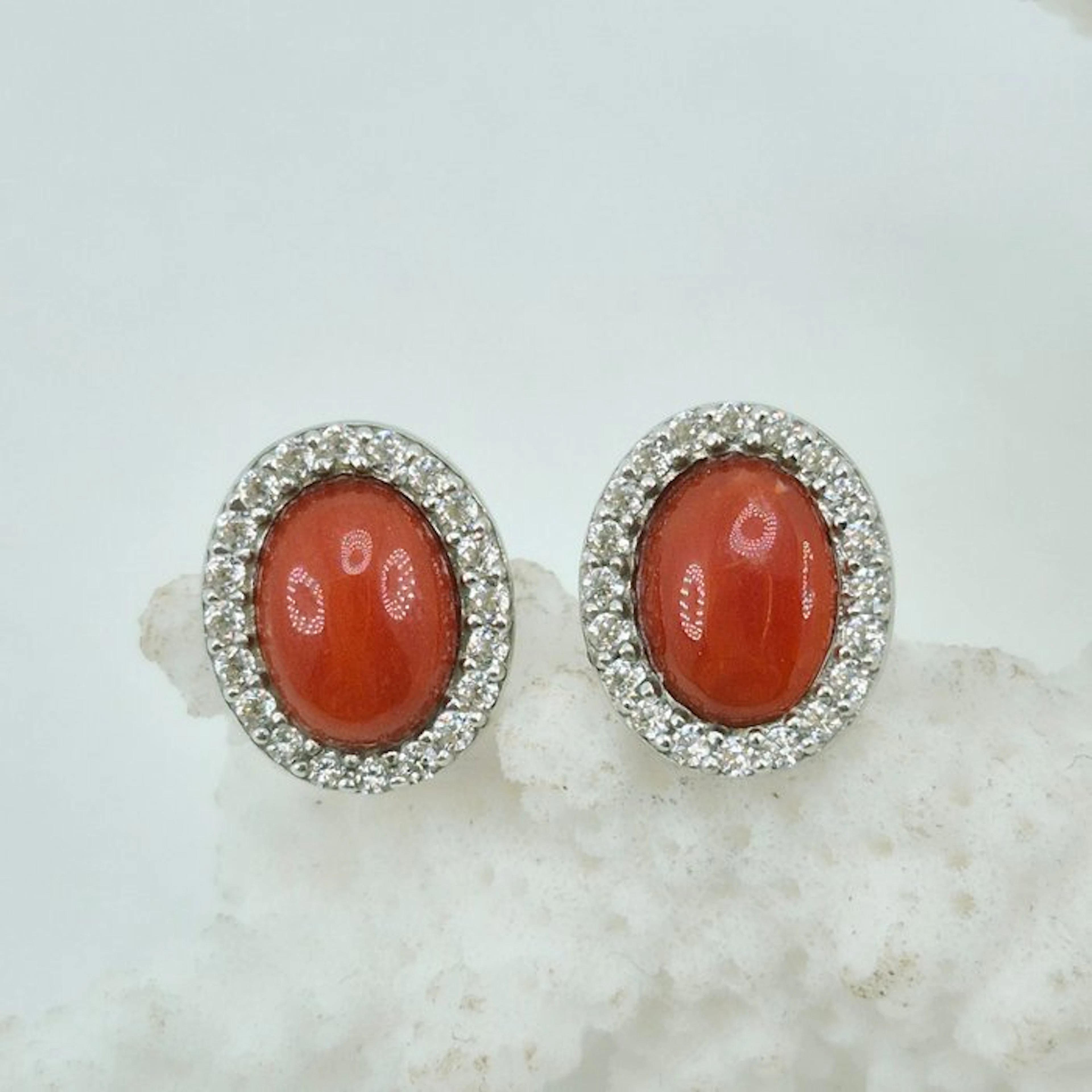 Coral - Silver, No Reserve - Earrings - CORALLO MEDITERRANEO