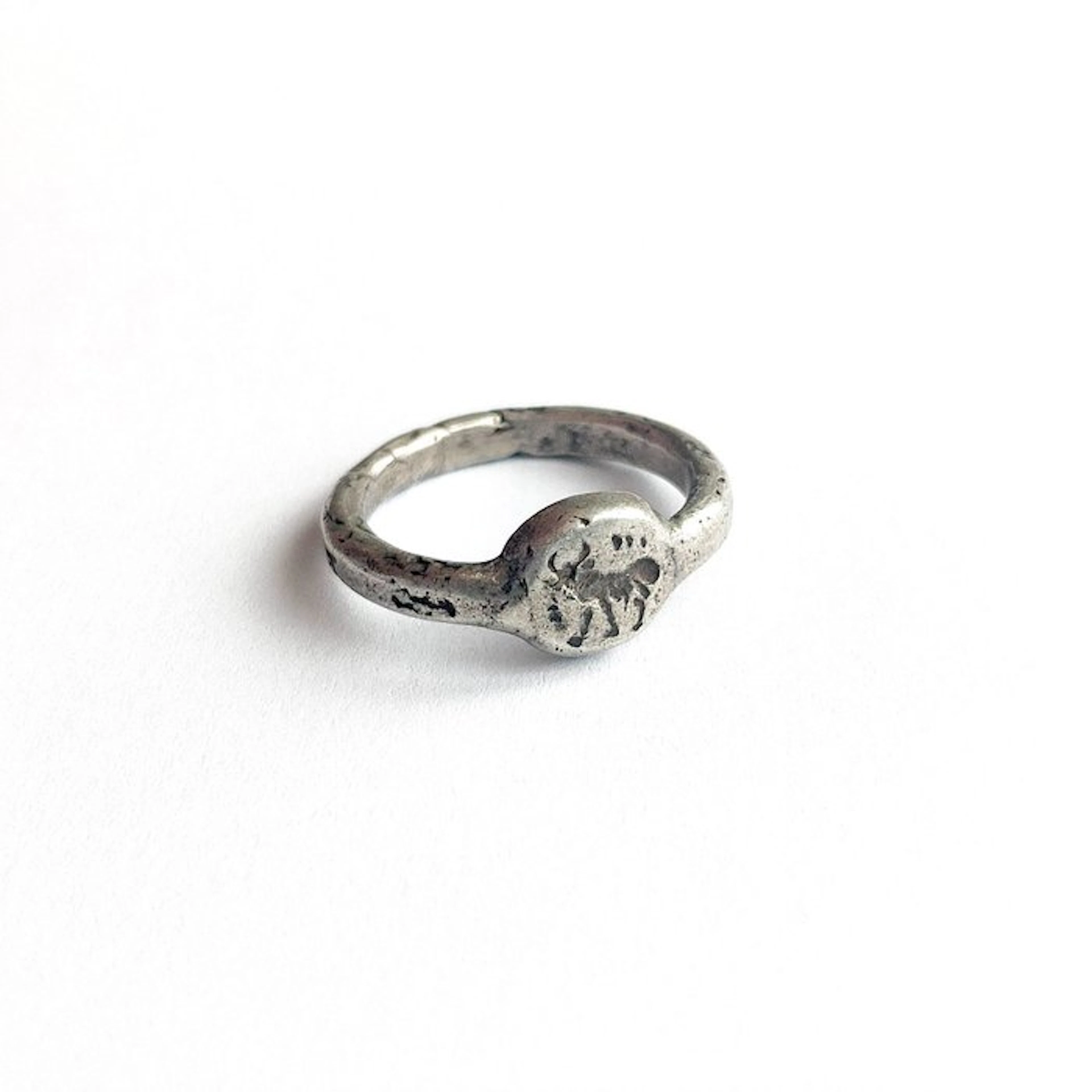 Silk Road, Central Asian Silver Ring with Bull Intaglio - 21 mm