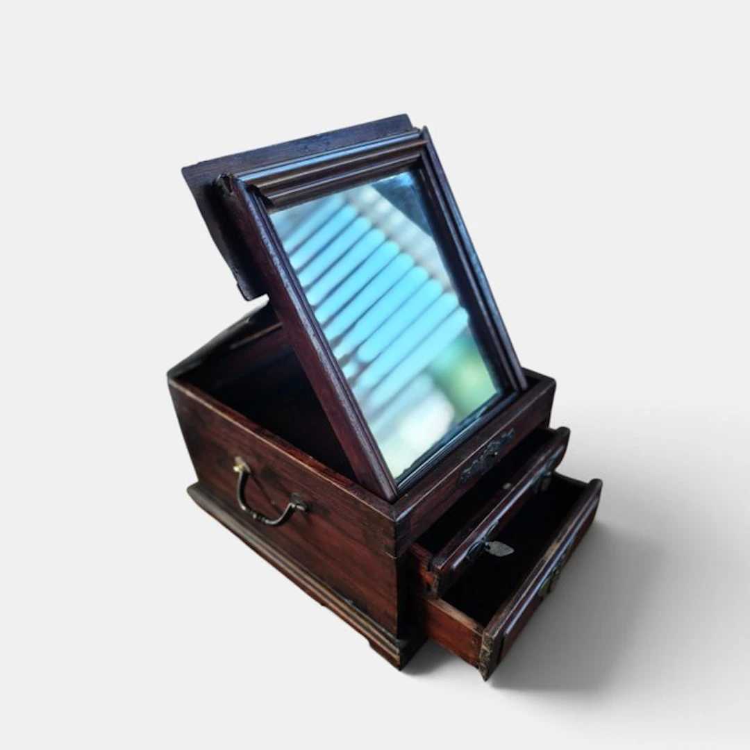 Jewellery box - Mirror, Elm - Asian jewelry cabinet