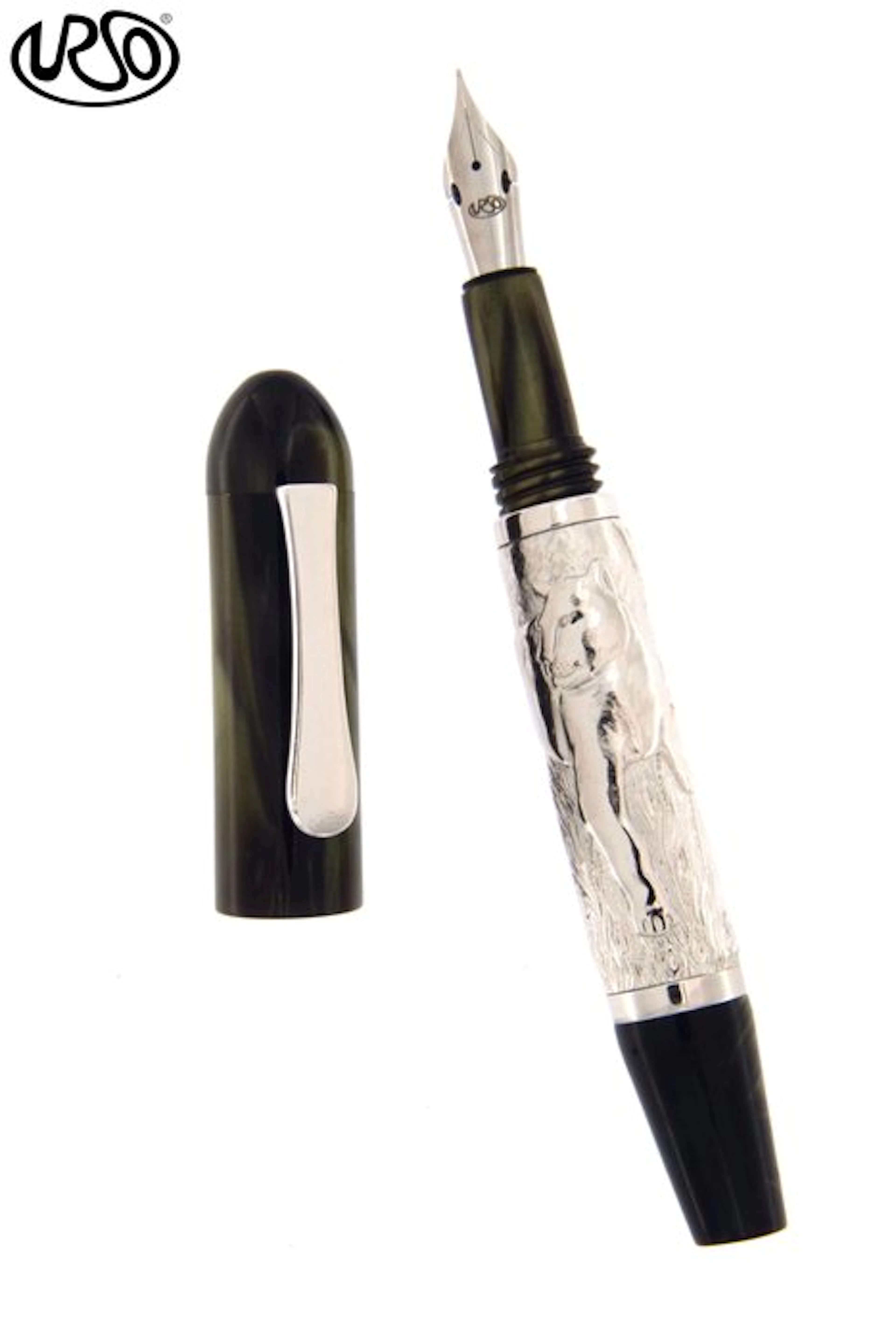 Urso - Fountain pen Panther in silver and High-quality resin - Fountain pen