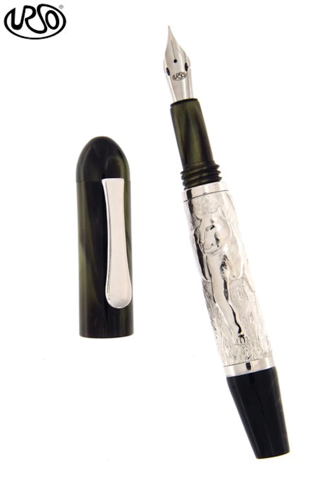 Urso - Fountain pen Panther in silver and High-quality resin - Fountain pen