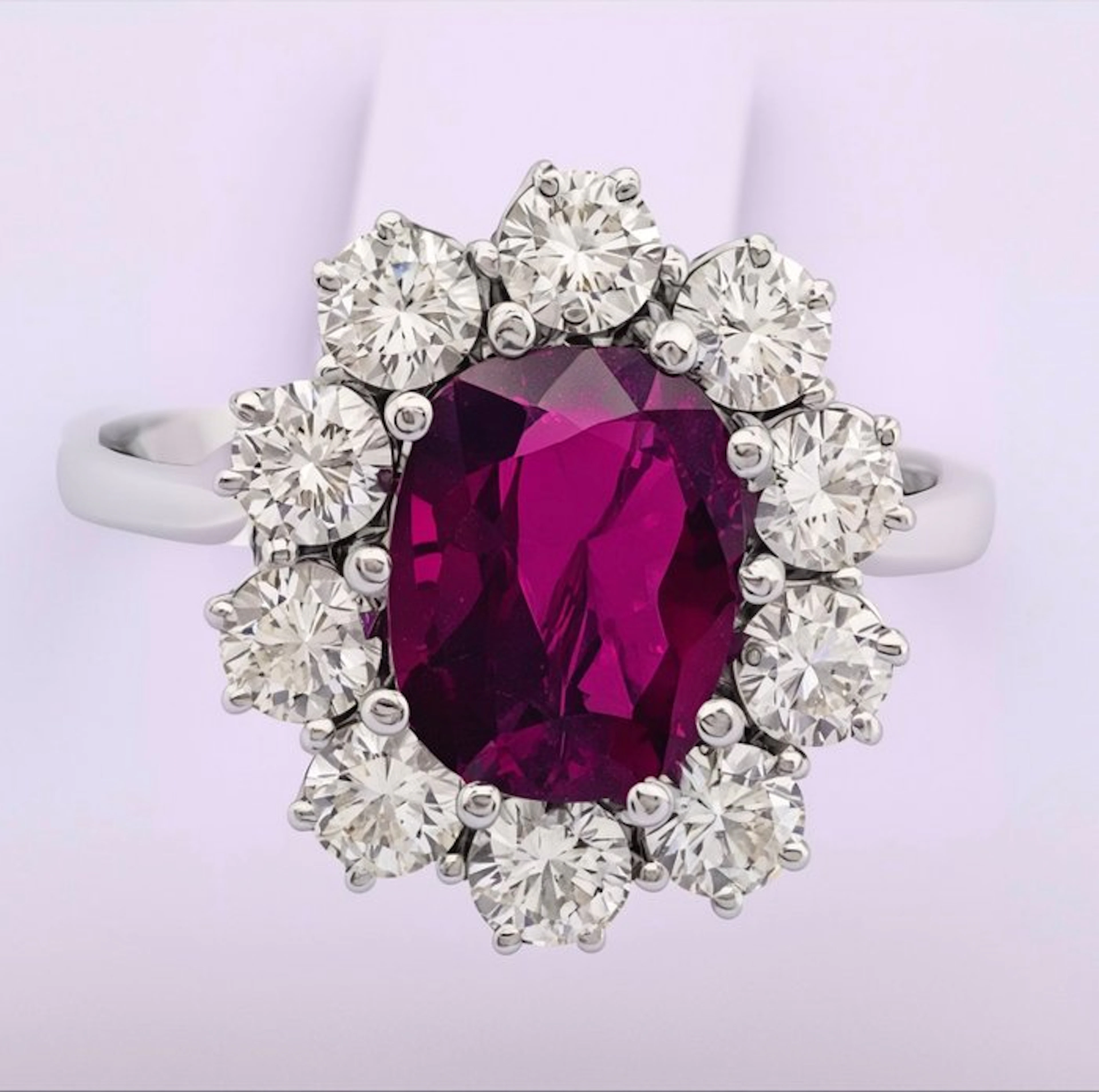 Ring - 18 kt. White gold Ruby - Diamond