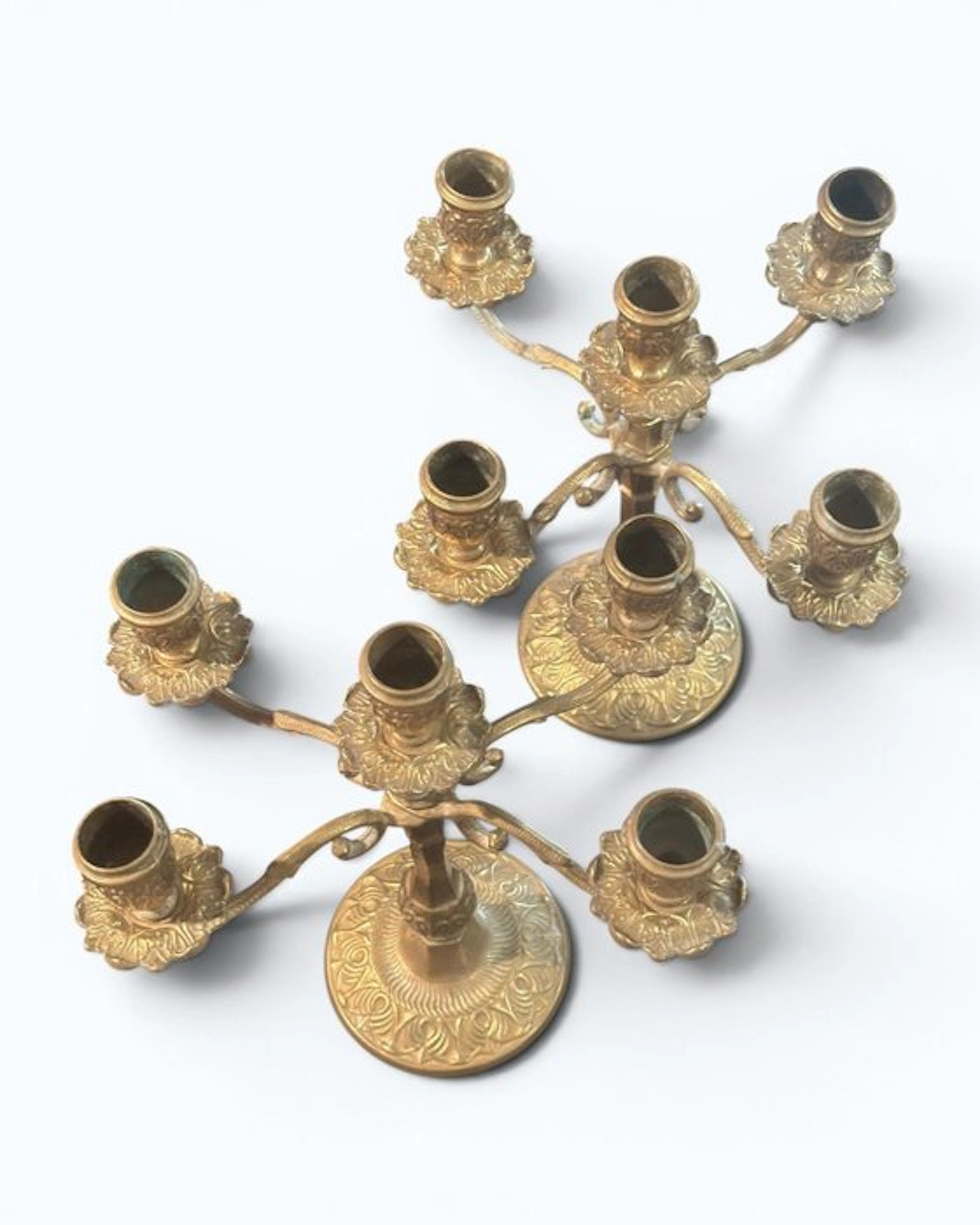 Candelabrum (2) - Gilt brass - gold-plated bronze candelabras