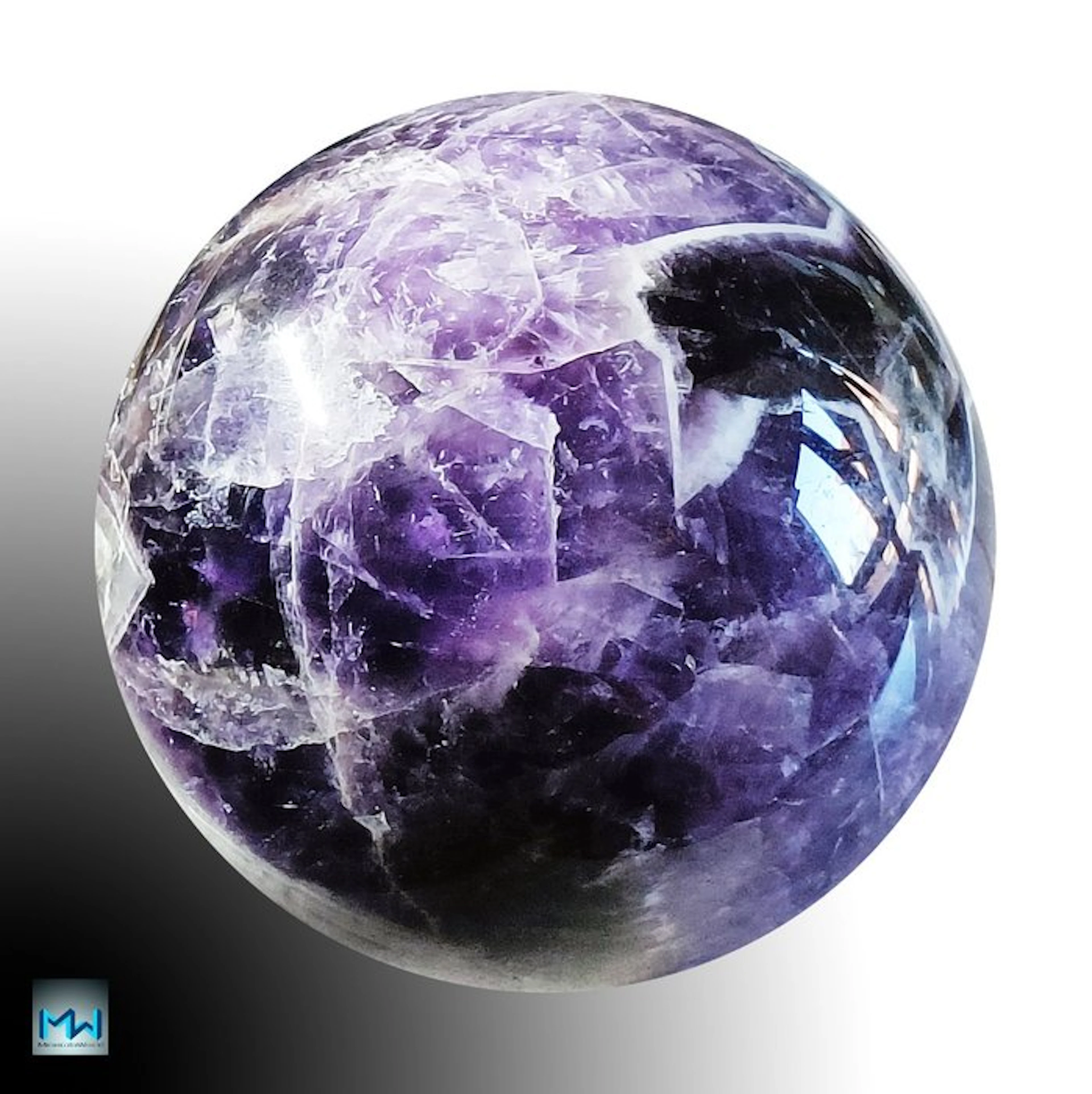 Carved Amethyst Crystal Sphere - Height: 110 mm - Width: 110 mm- 1770 g