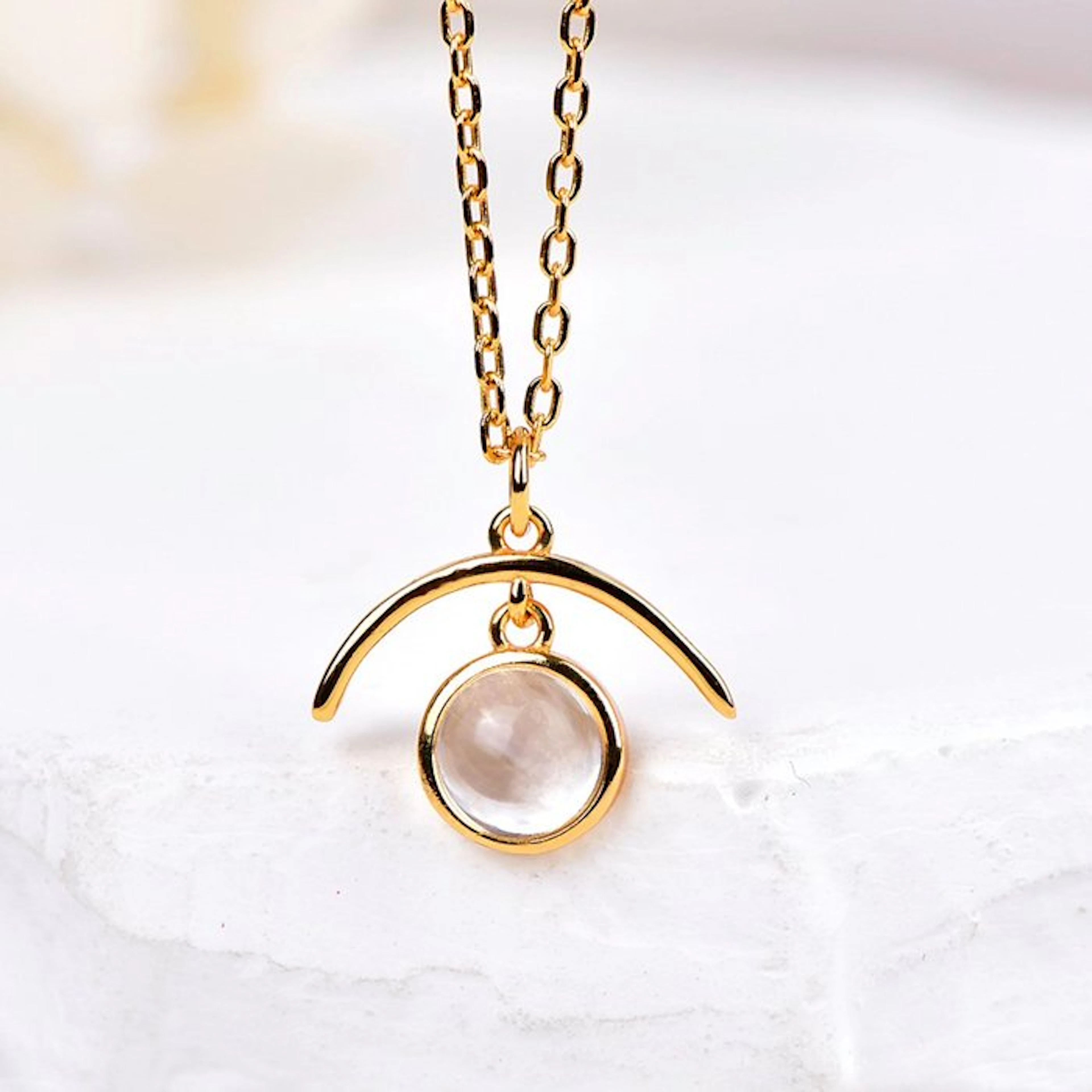 No reserve price - Necklace Silver - Moonstone - Certified