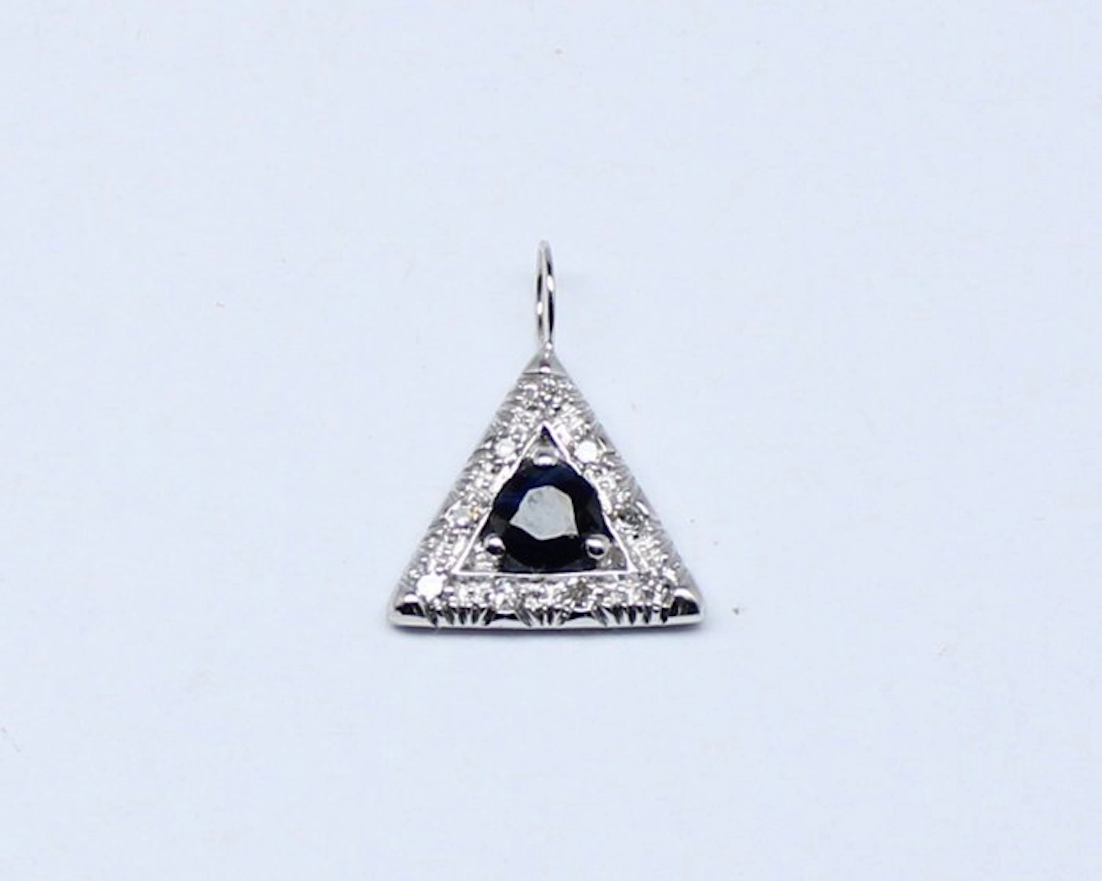 No reserve price - Pendant - 18 kt. White gold Sapphire - Diamond