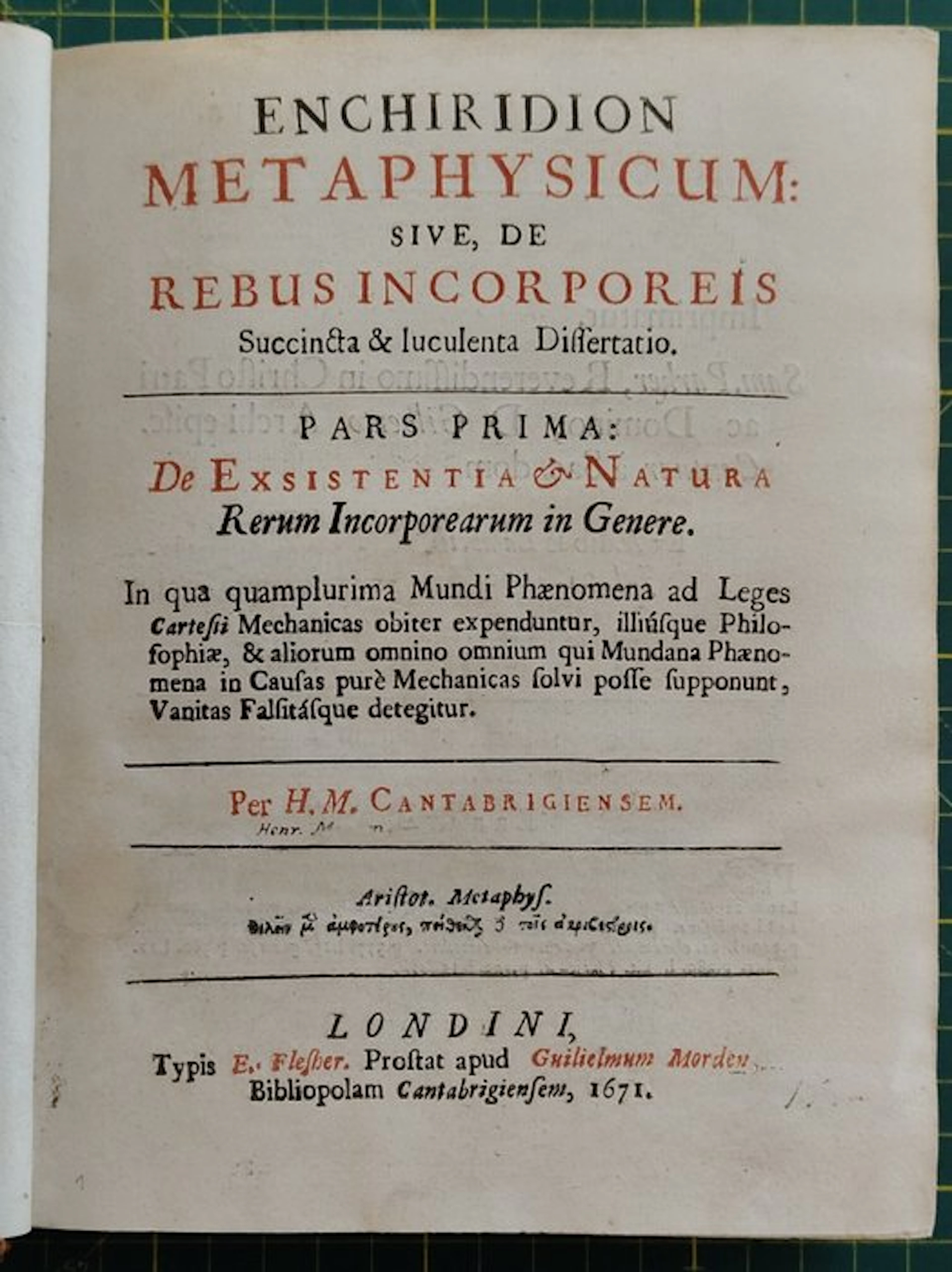 Henry More - Enchiridion Metaphysicum - 1671