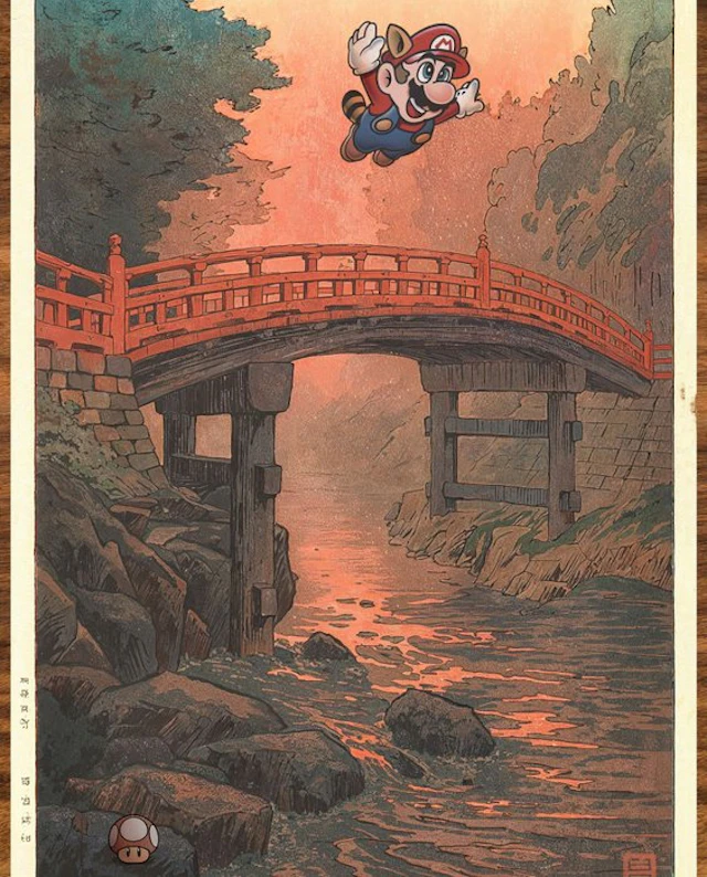 Kodo88 - Mario Soars Over Sacred Bridge 日光神橋のマリオ...
