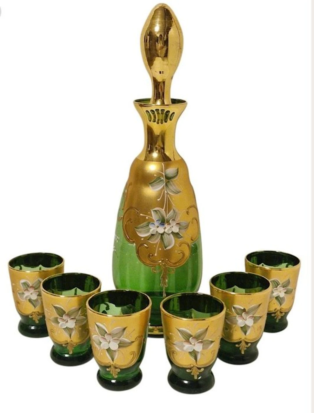 tre fuochi - Carafe (8) - limoncello grappa - Glass, Gold plated