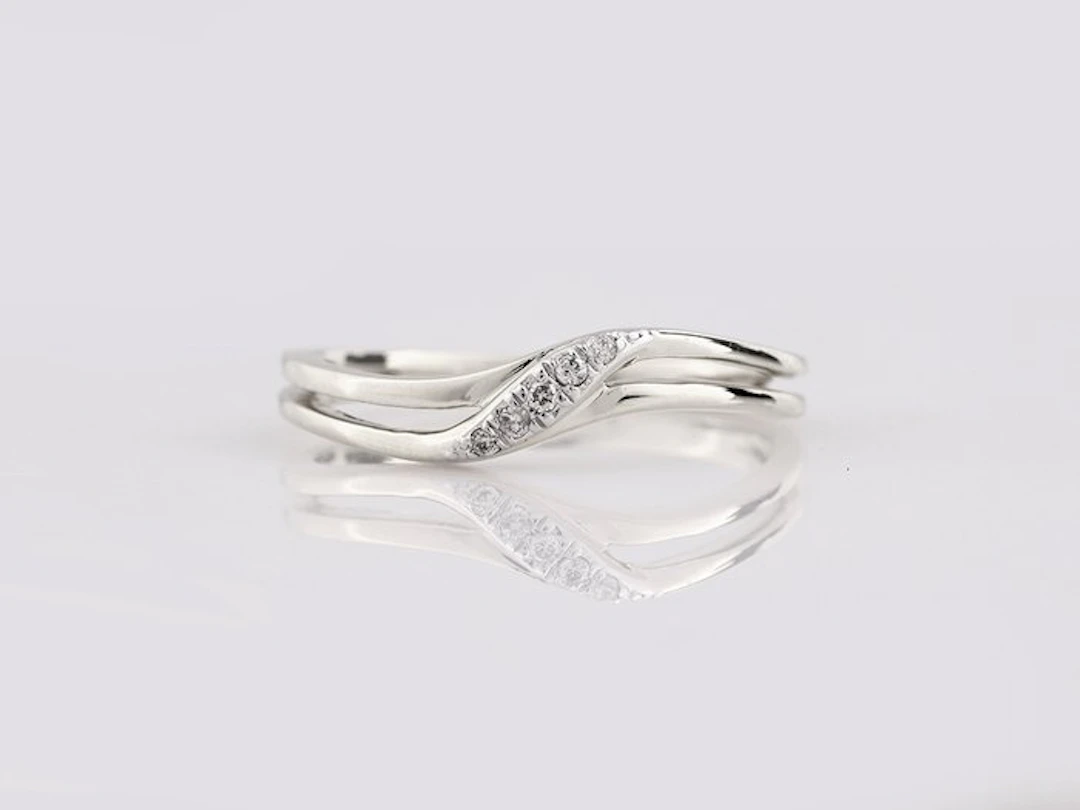 Ring - 14 kt. White gold - 0.03ct. tw. Diamond (Natural)
