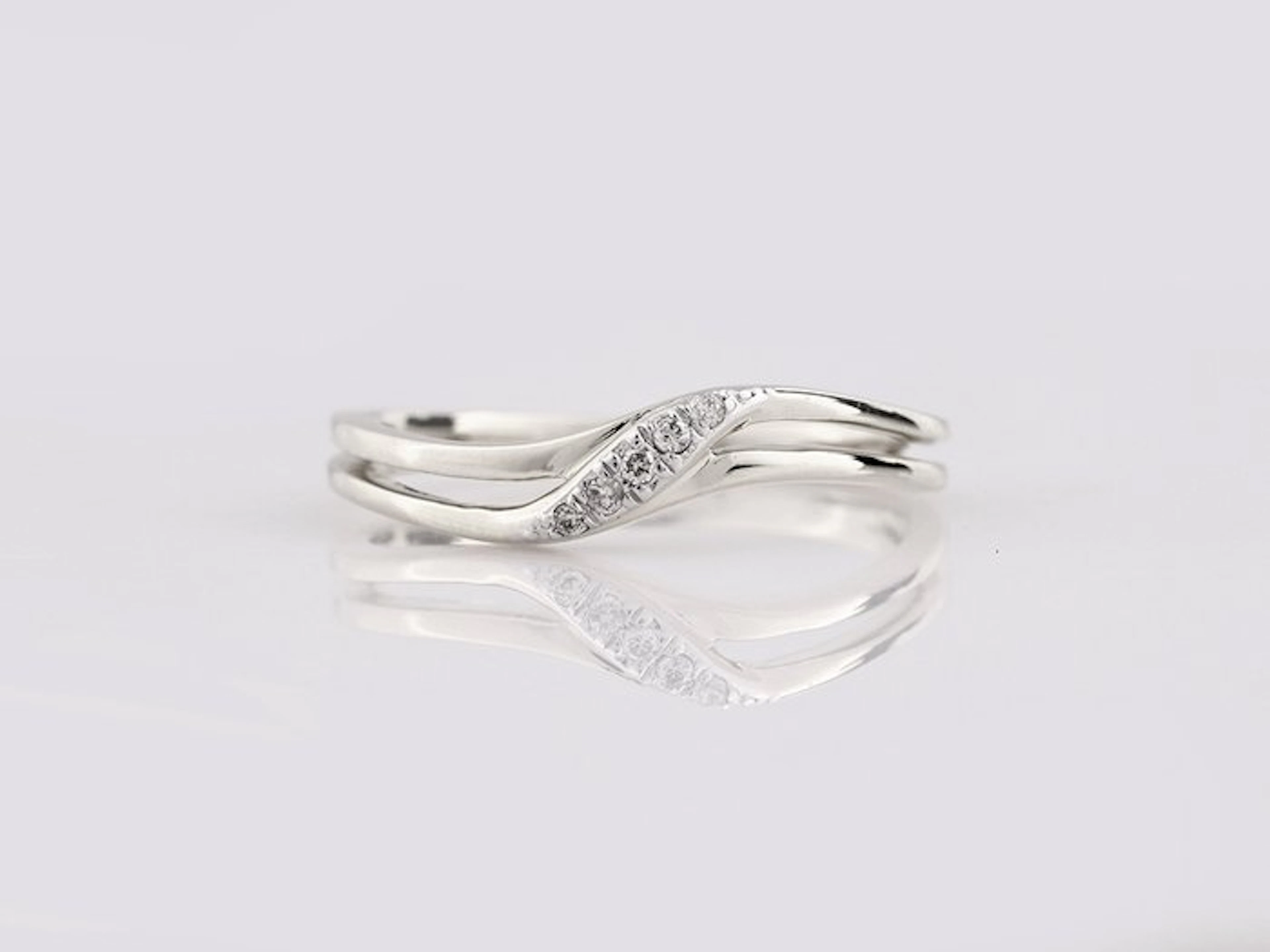 Ring - 14 kt. White gold - 0.03ct. tw. Diamond (Natural)