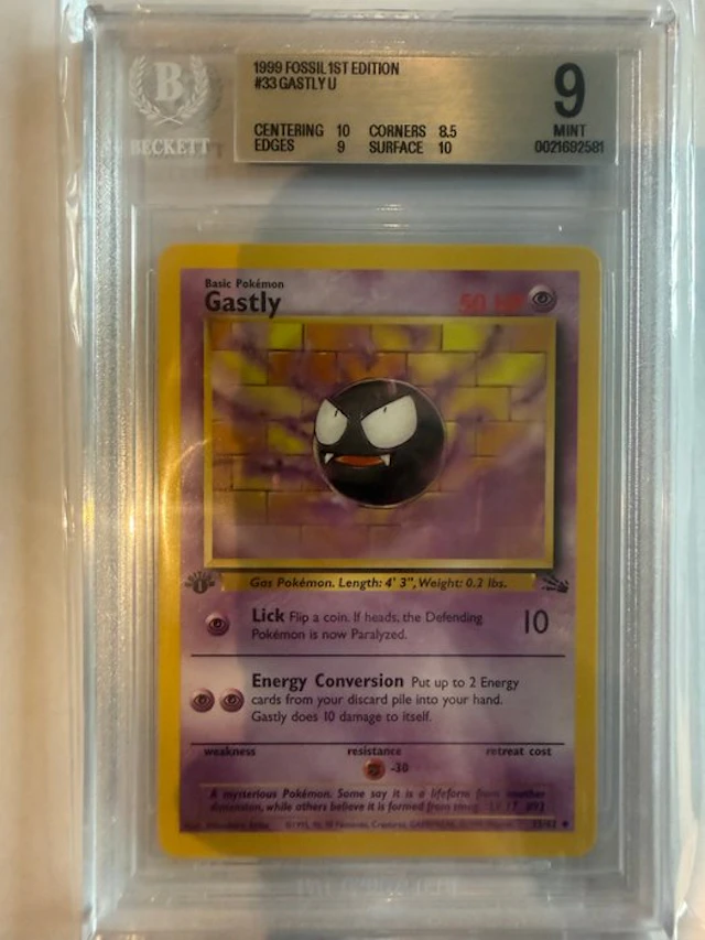 Pokémon - 1 Graded card - Gastly #33 First edition - Beckett 9 - WOTC - Fossil