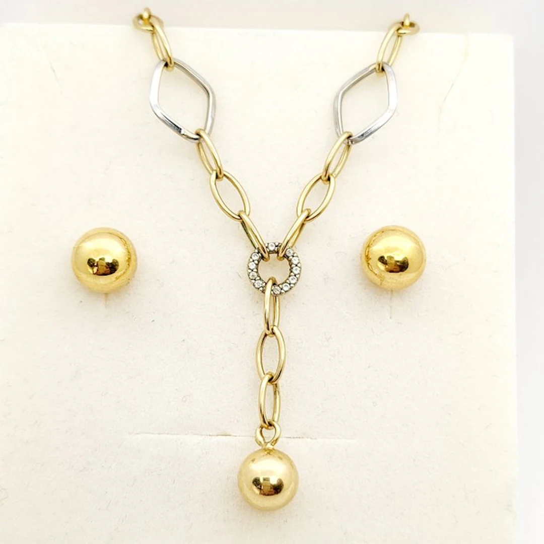 2 piece jewellery set - 14 kt. Yellow gold, White gold - 18k