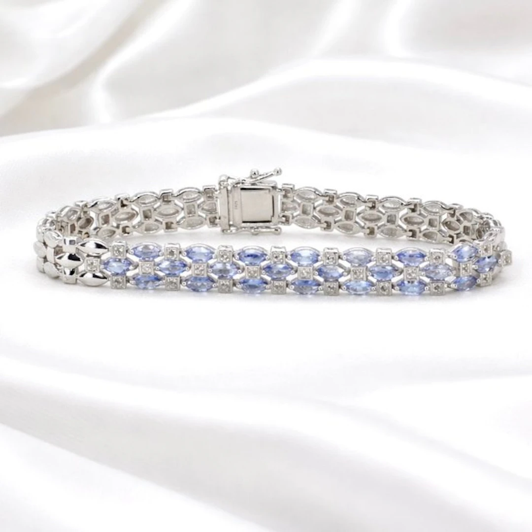 No reserve price - Bracelet Gold-plated Tanzanite - Topaz - 18kt Gold Plated