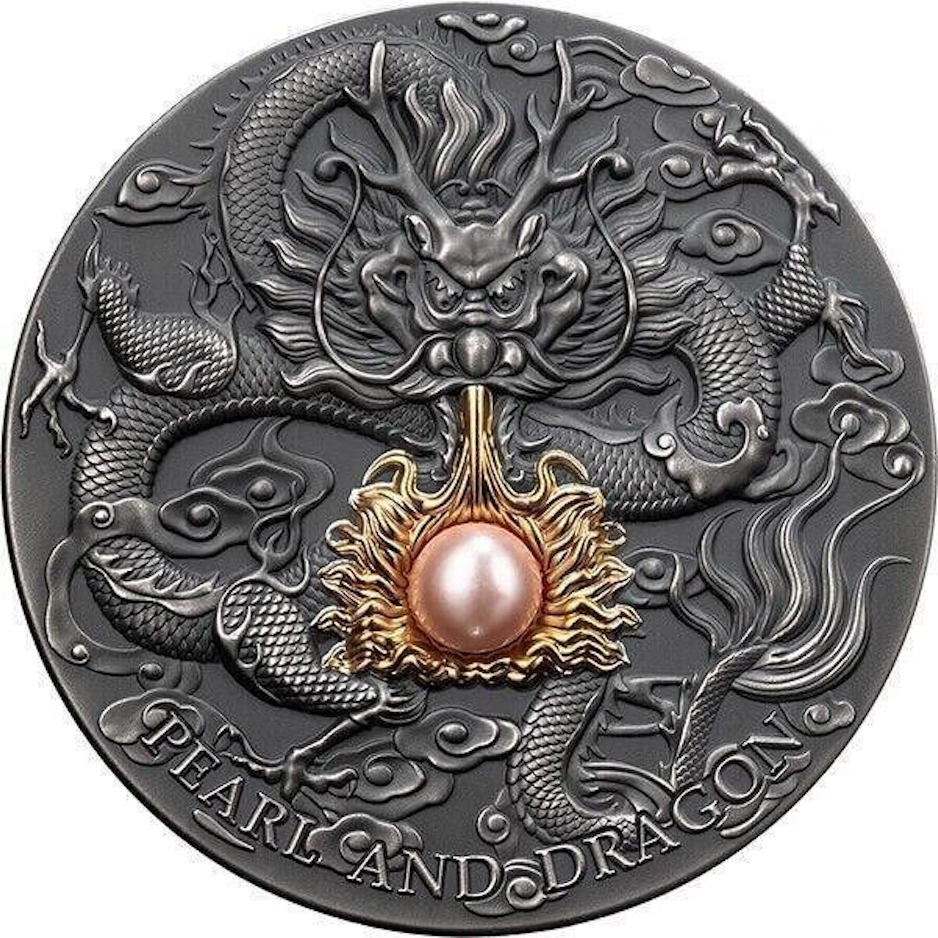 Niue. 5 Dollars 2024 Pink Pearl and Dragon Divine Pearls, 2 Oz (.999)