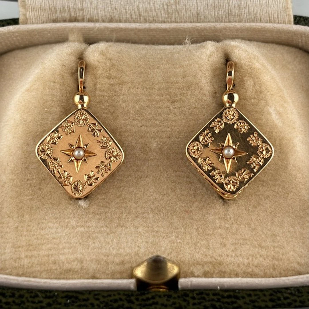 No reserve price - Earrings - 18 kt. Yellow gold Pearl